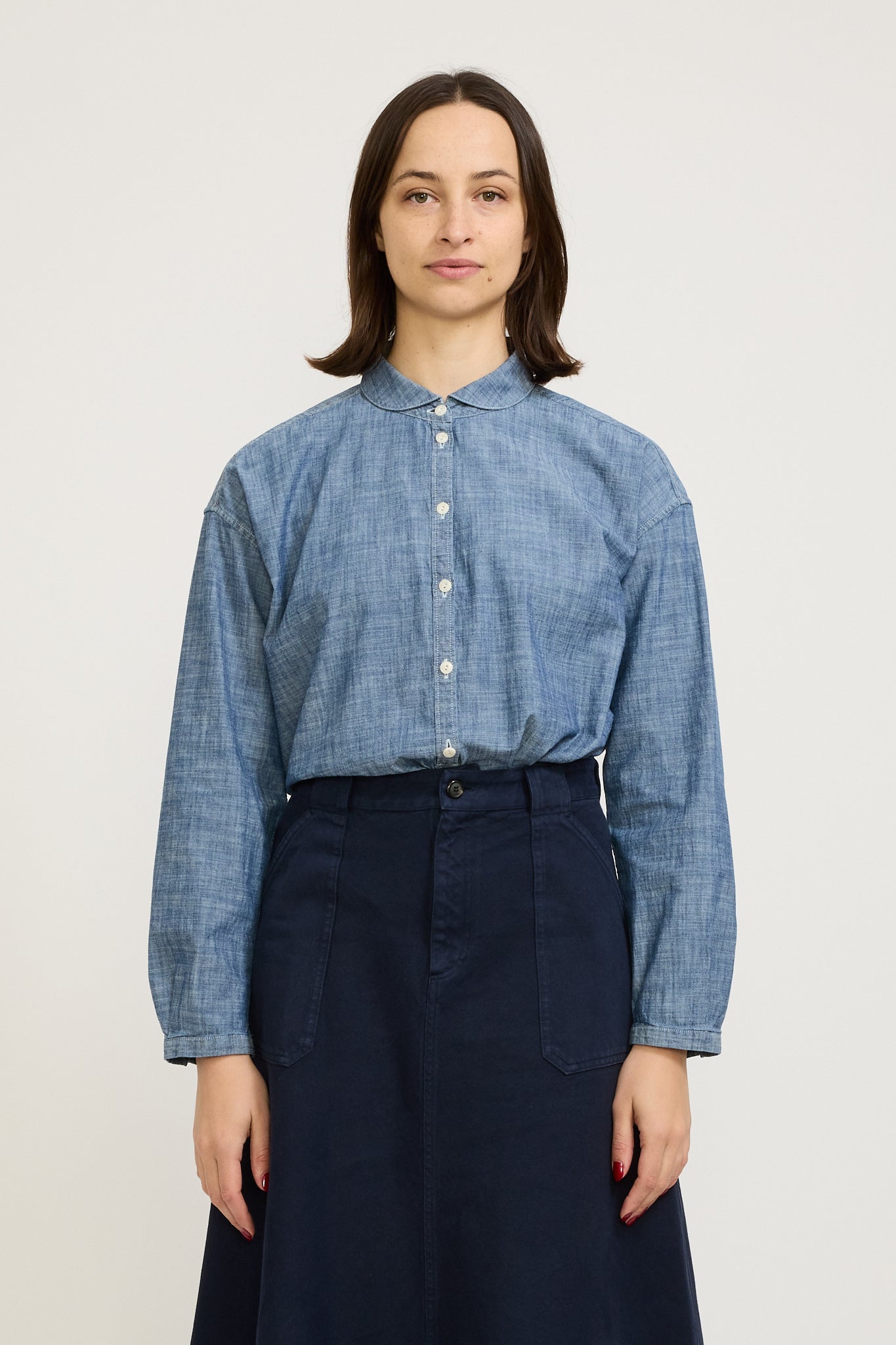 YMC | Earth Marianne Long Sleeve Shirt Indigo Light | Maplestore