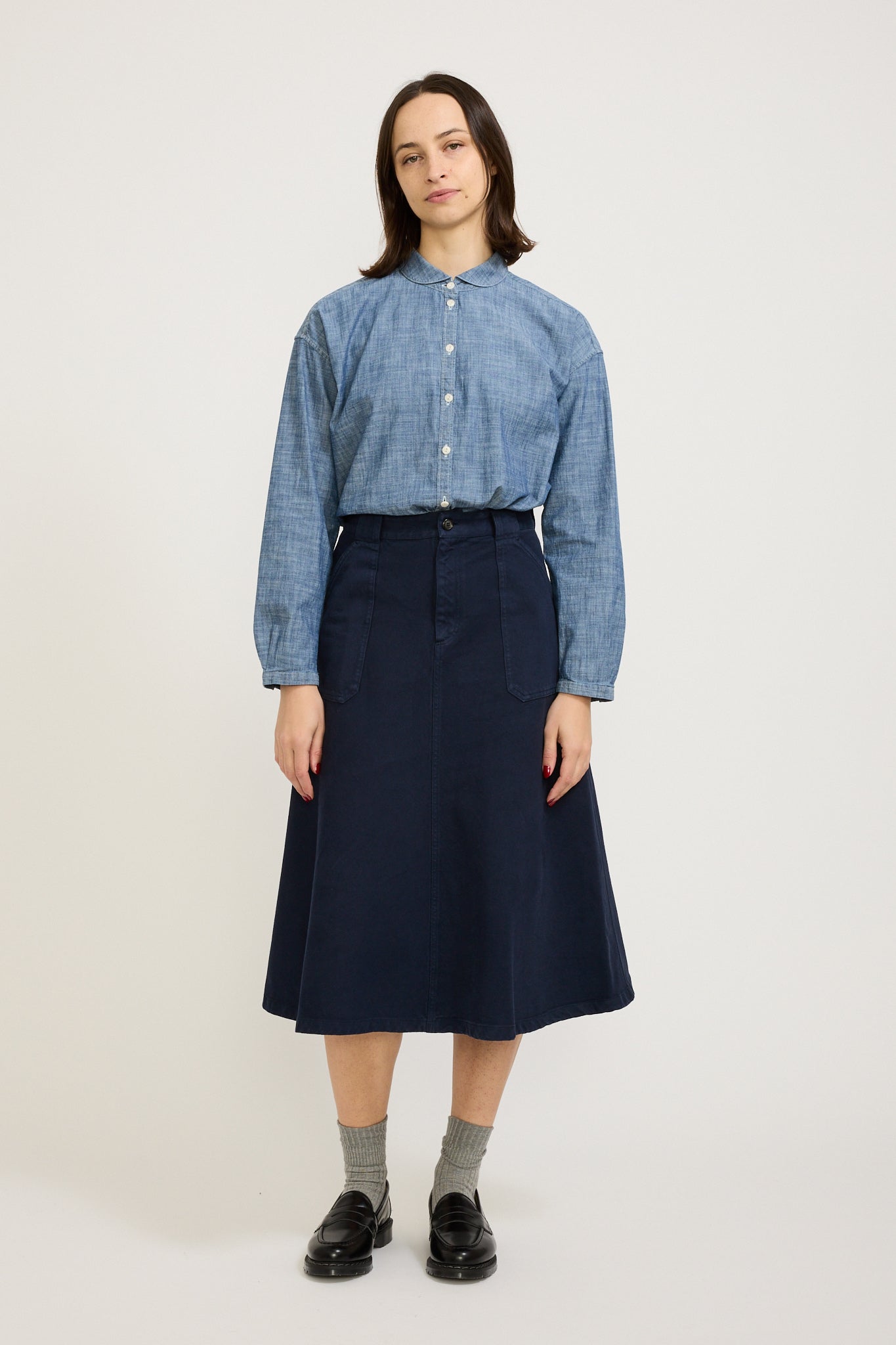 YMC | Earth Marianne Long Sleeve Shirt Indigo Light | Maplestore