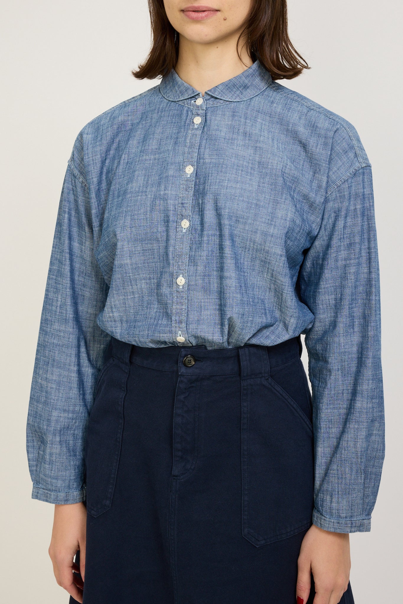 YMC | Earth Marianne Long Sleeve Shirt Indigo Light | Maplestore