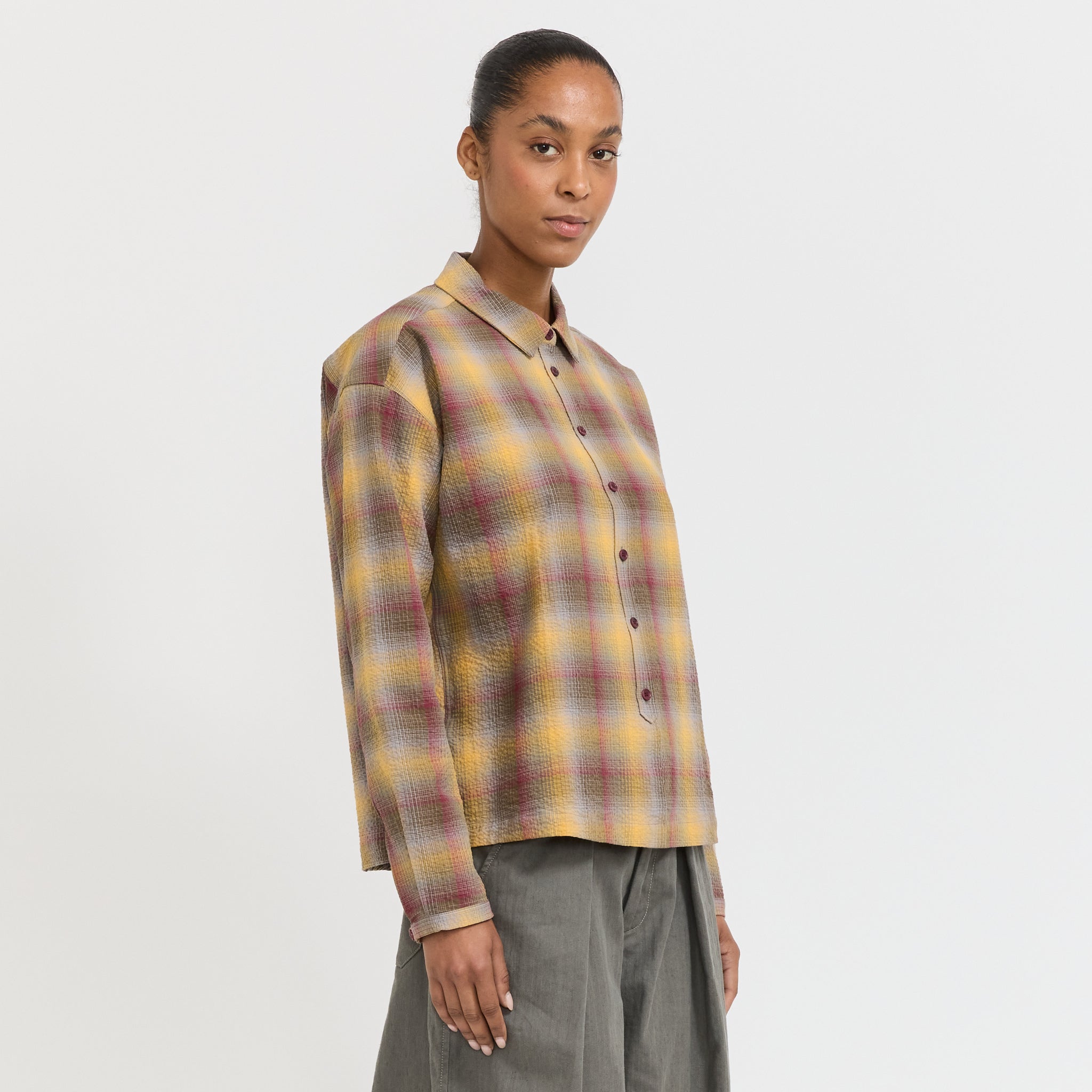 YMC | Marianne Shirt Multi Seersucker Check | Maplestore
