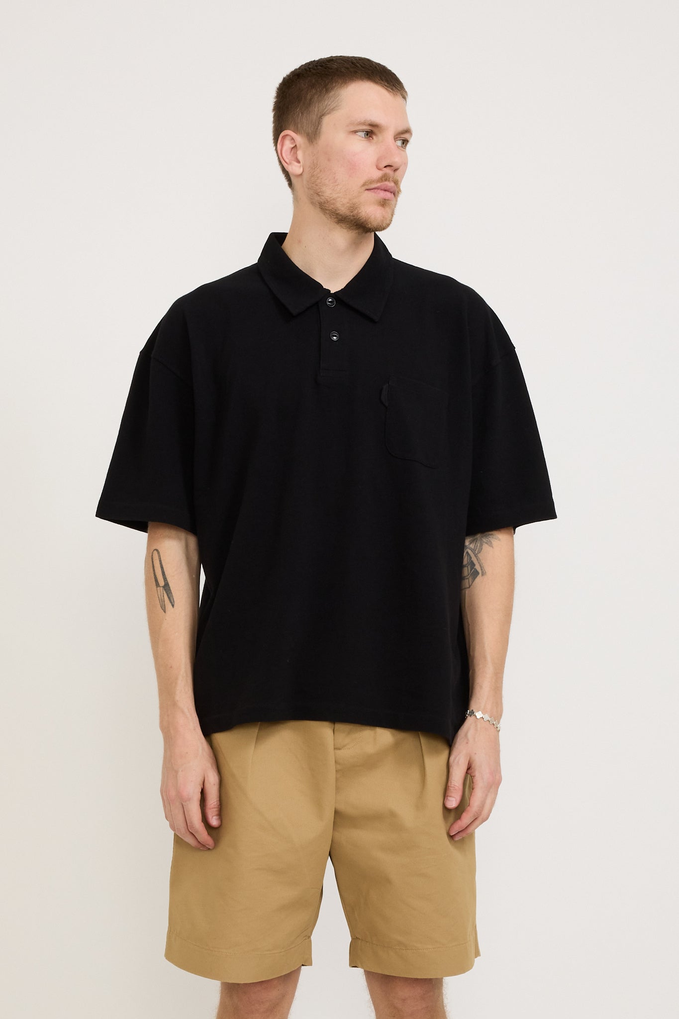 YMC | Polo T-Shirt Black | Maplestore