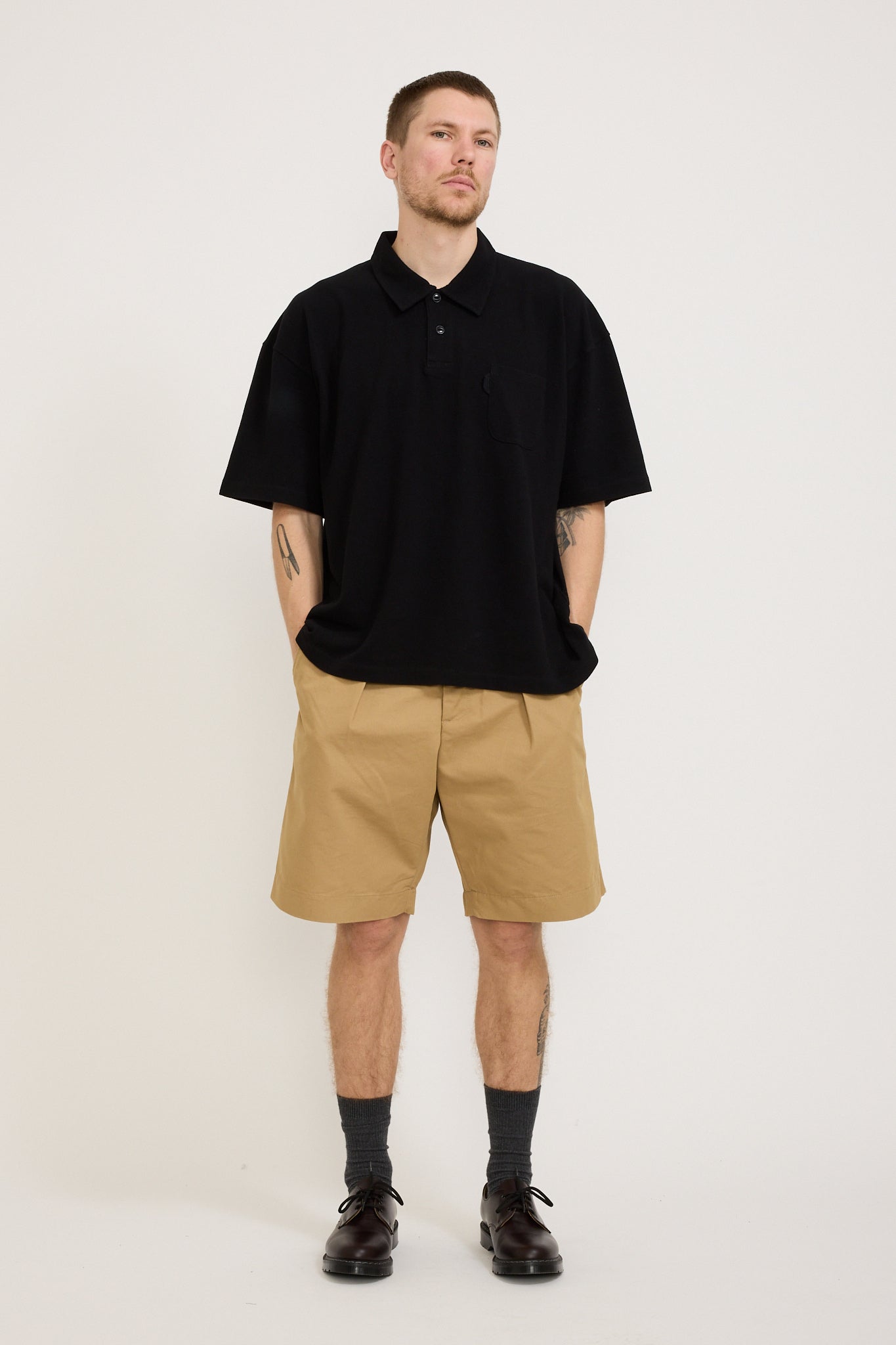 YMC | Polo T-Shirt Black | Maplestore