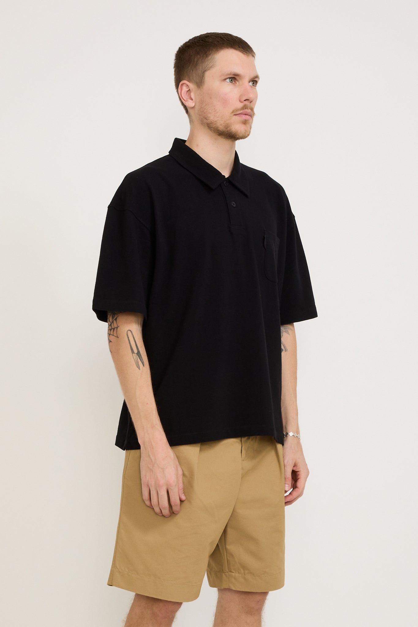 YMC | Polo T-Shirt Black | Maplestore