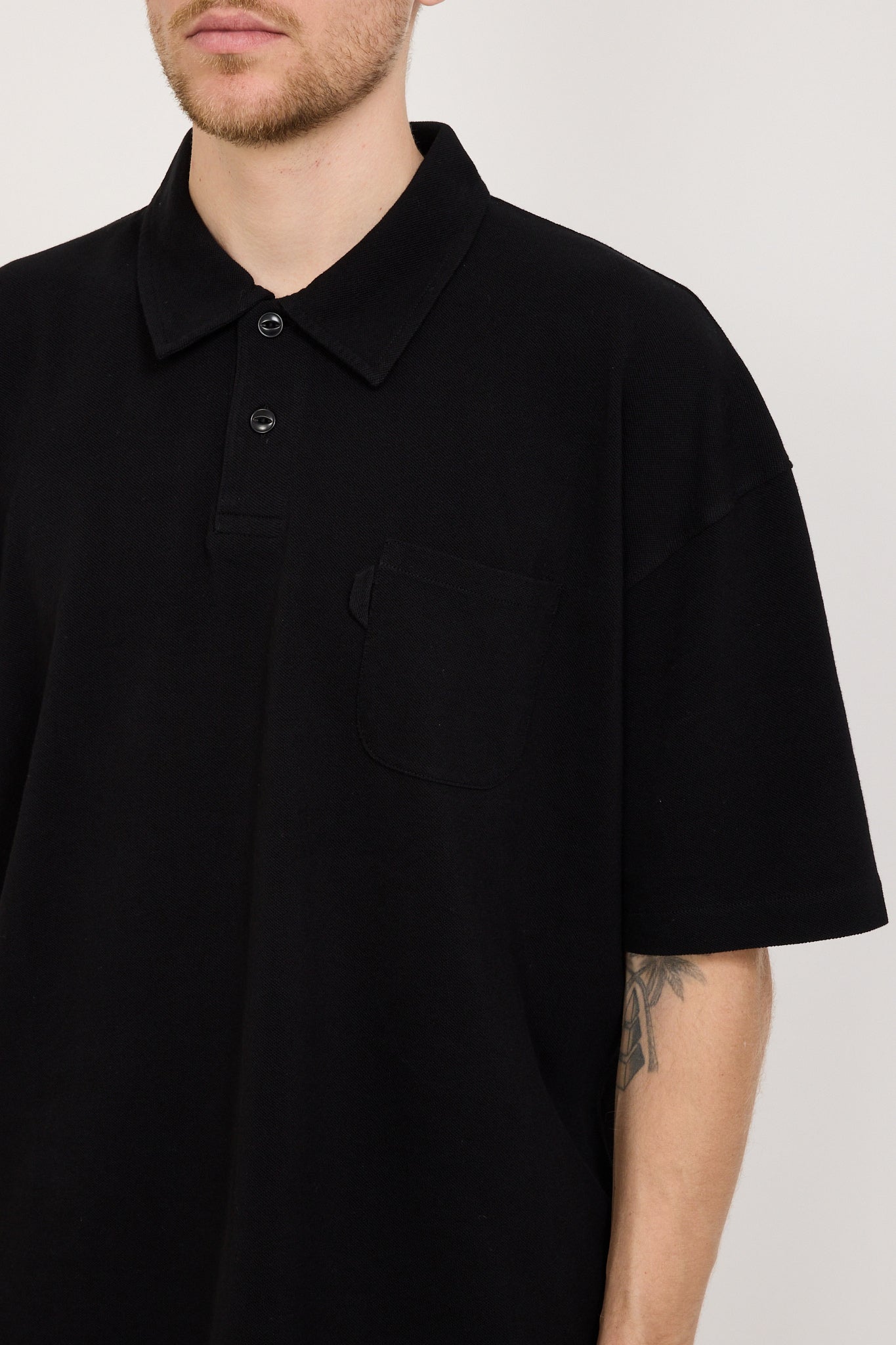 YMC | Polo T-Shirt Black | Maplestore