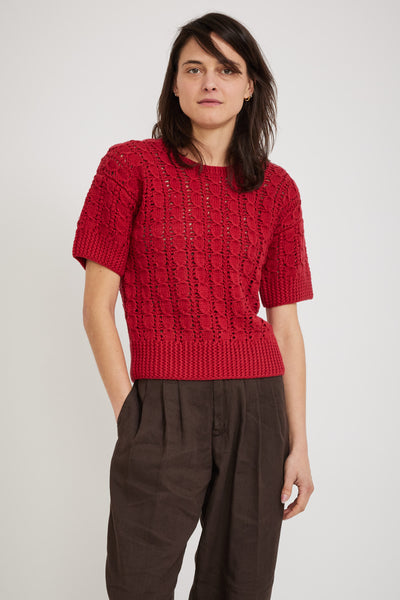 YMC | Rosemary S/S Crew Knit Red | Maplestore