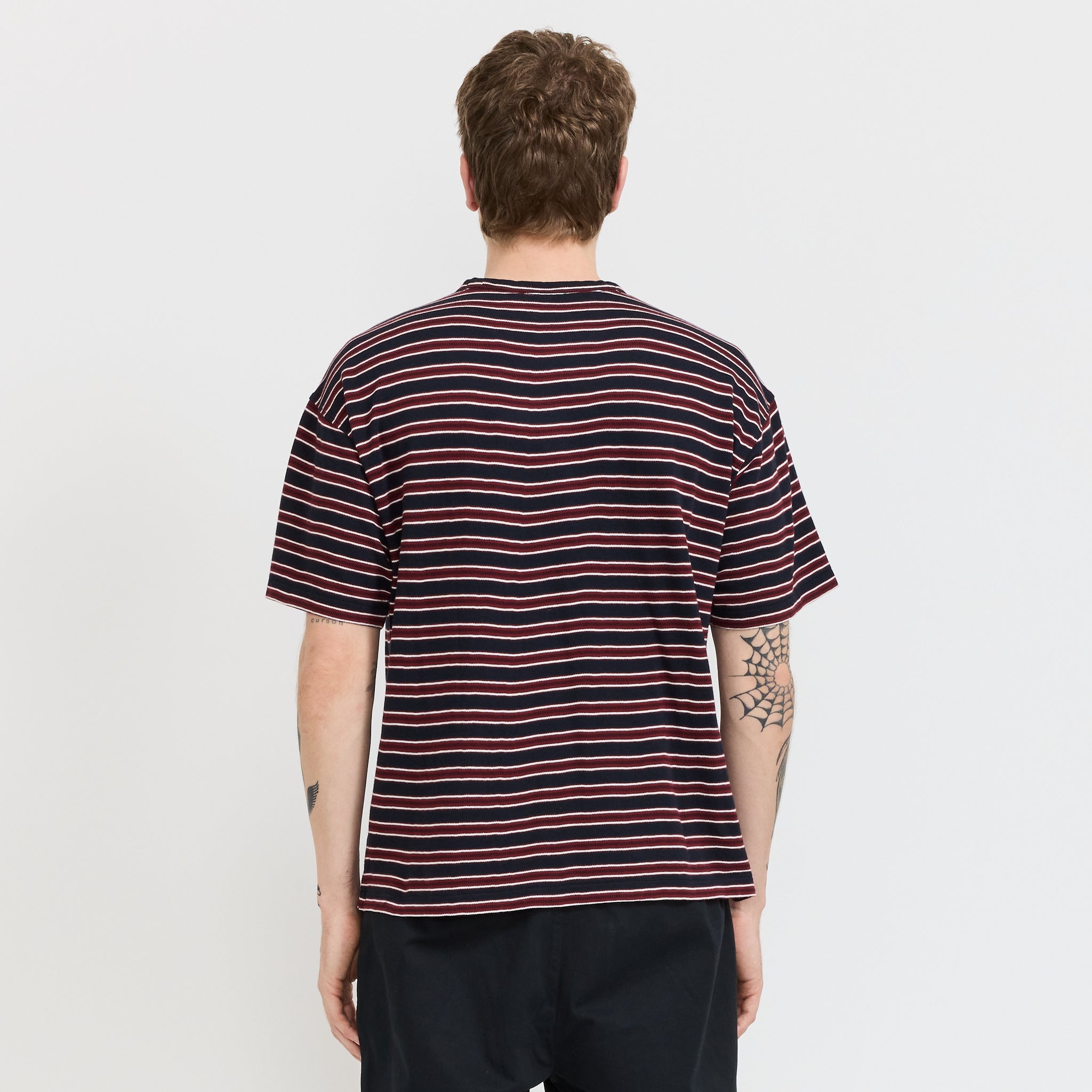 YMC | Triple T-Shirt Stripe Navy Burgundy | Maplestore