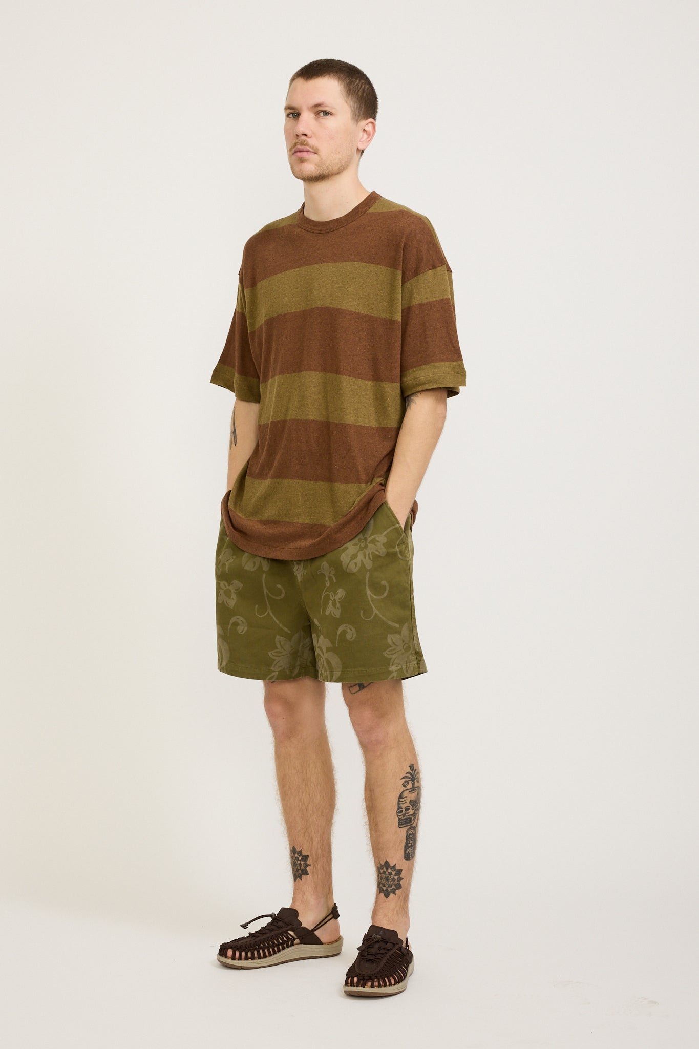 YMC | Triple T-Shirt Brown/Olive | Maplestore