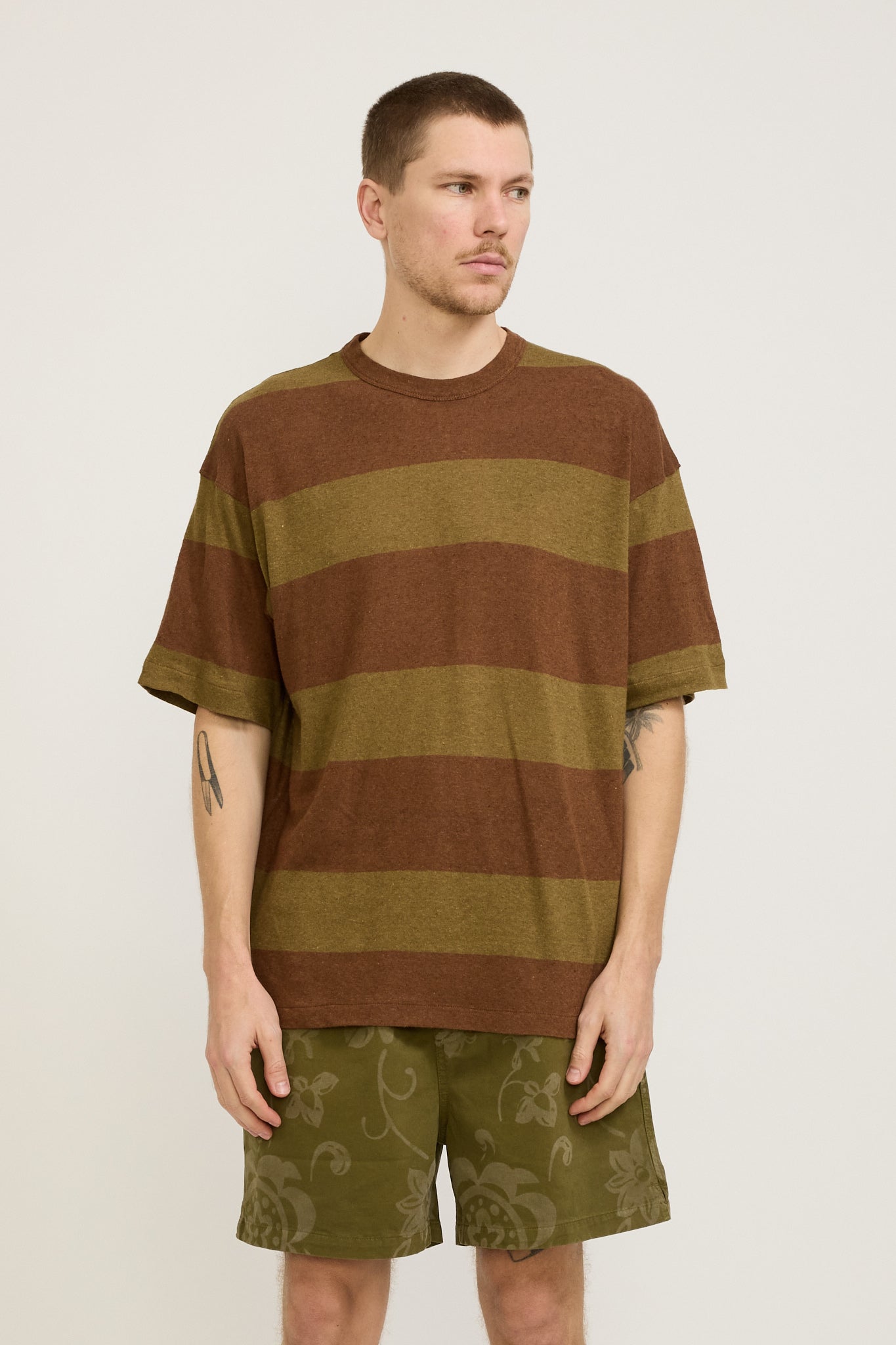 YMC | Triple T-Shirt Brown/Olive | Maplestore