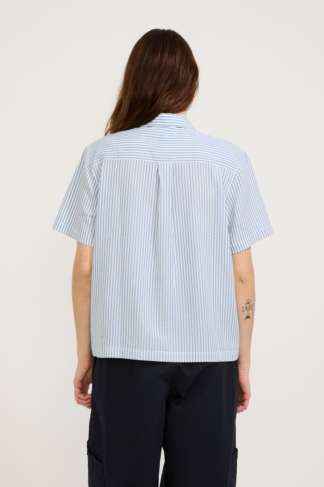 YMC | Vegas Shirt Blue/Ecru | Maplestore