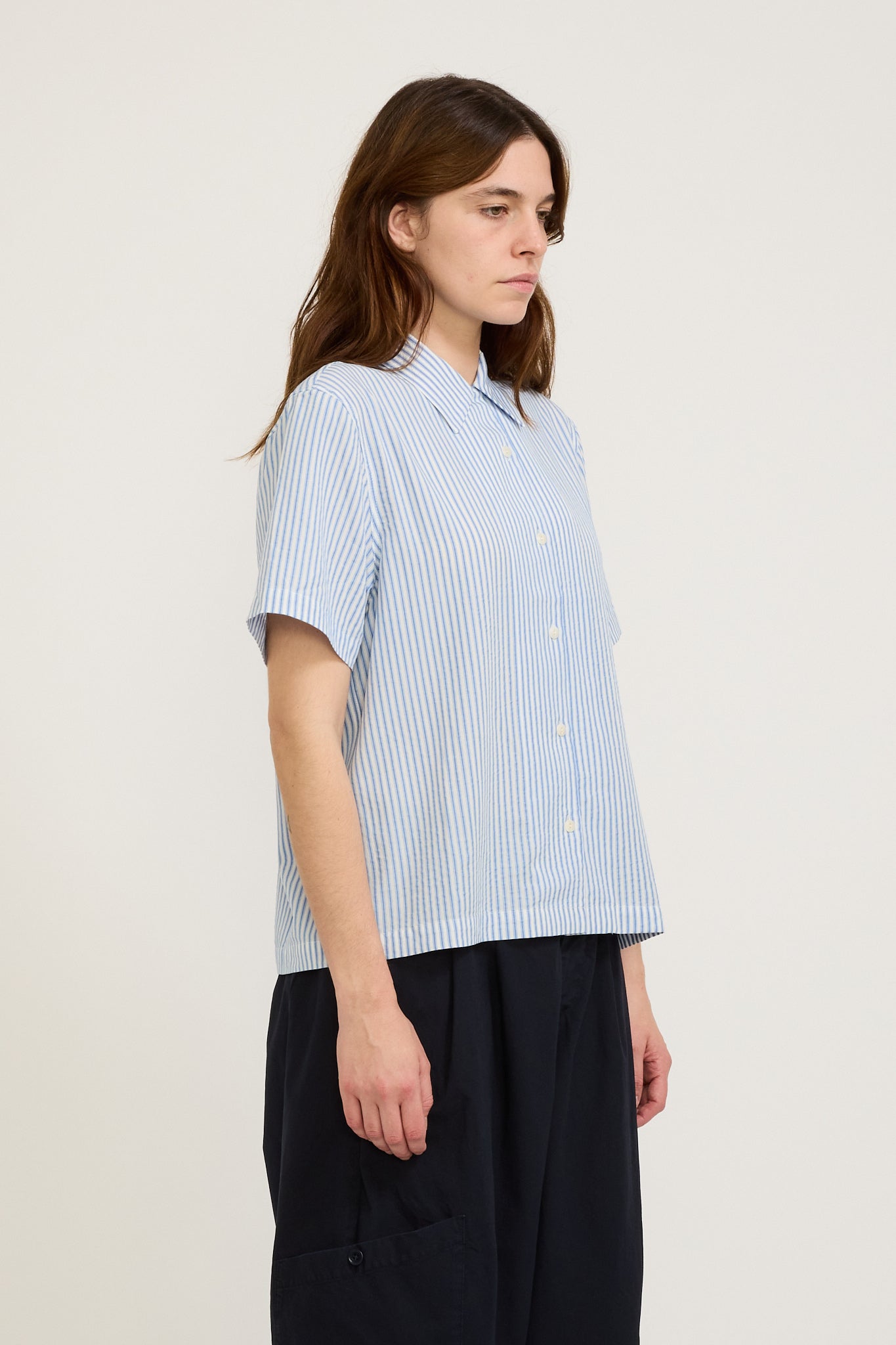 YMC | Vegas Shirt Blue/Ecru | Maplestore