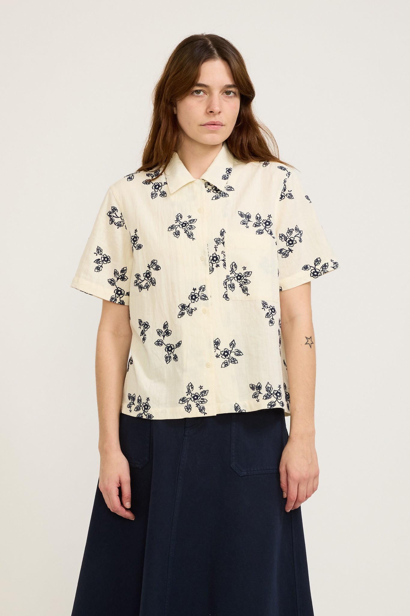 YMC | Vegas Shirt Ecru/Navy | Maplestore