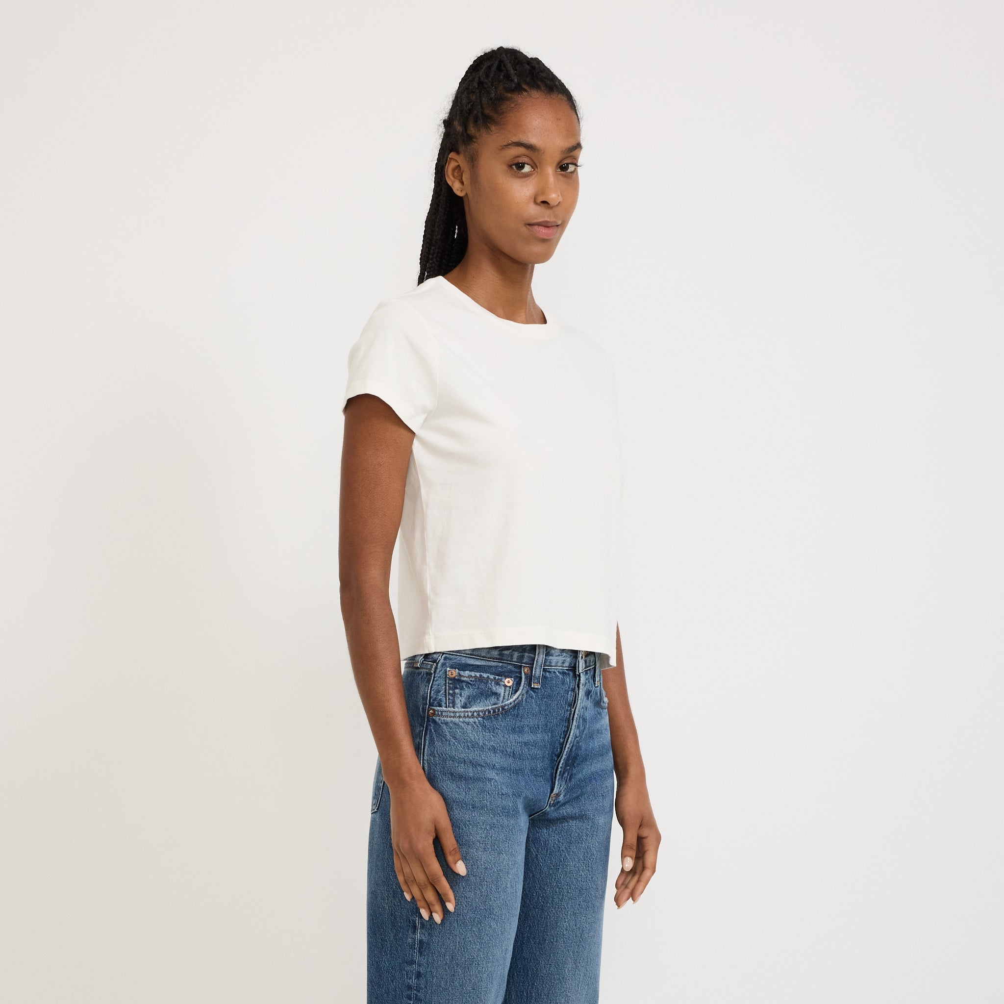 Agolde | Adine Shrunken Tee Ash White | Maplestore