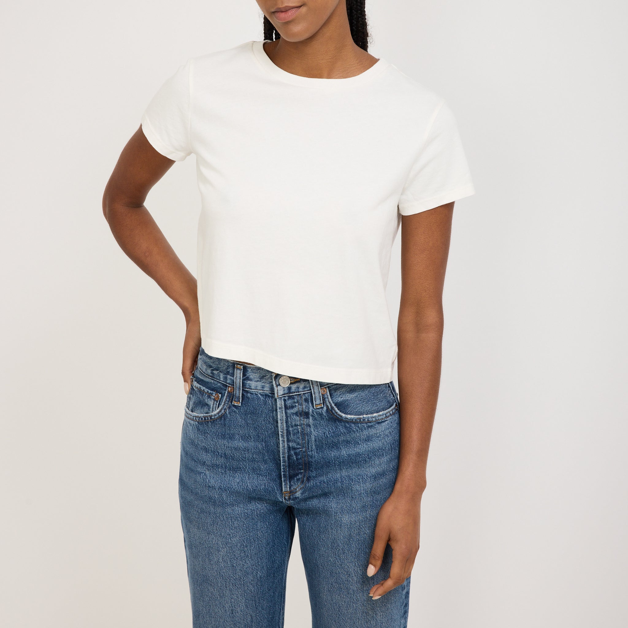 Agolde | Adine Shrunken Tee Ash White | Maplestore