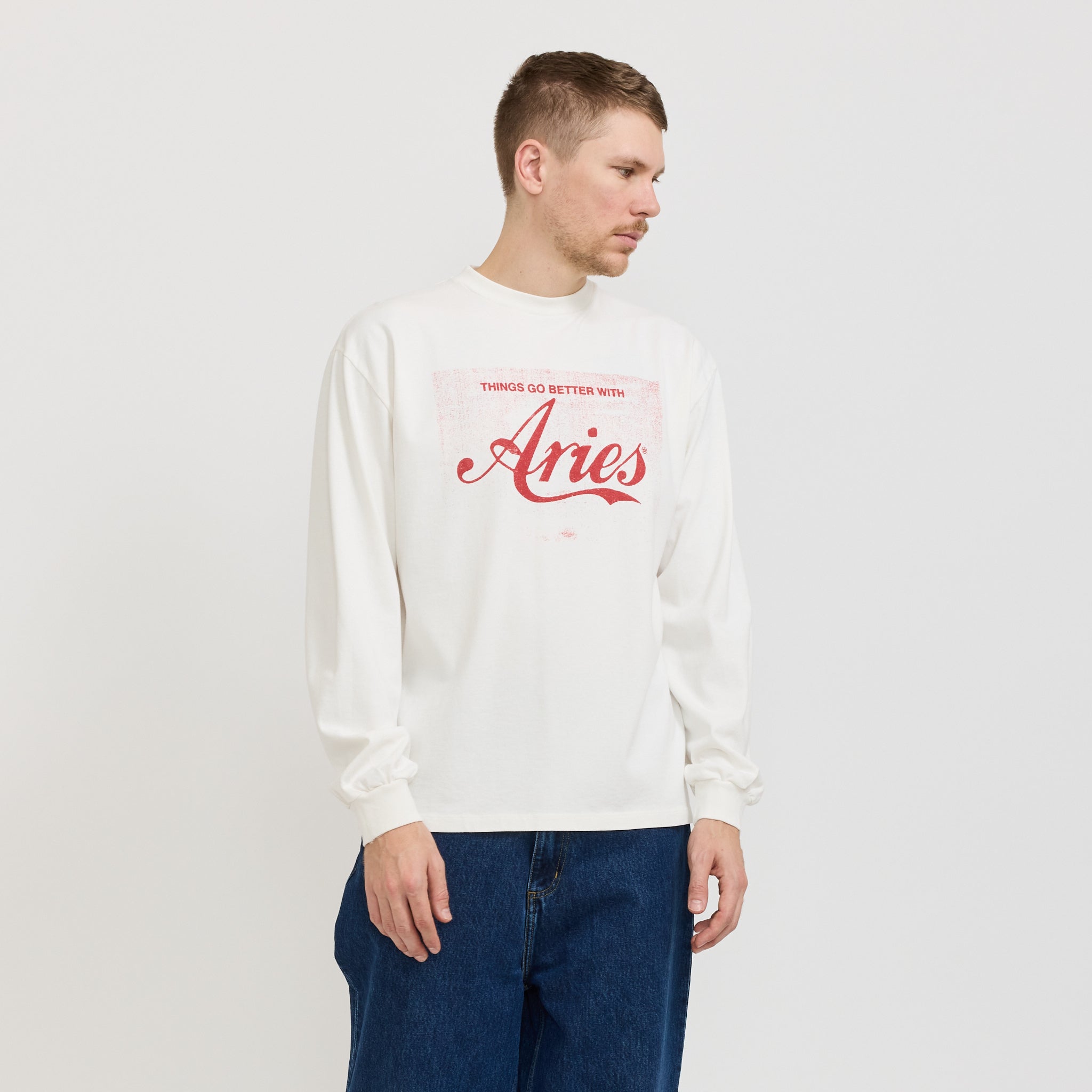 Aries | Faded Cola LS Tee White | Maplestore
