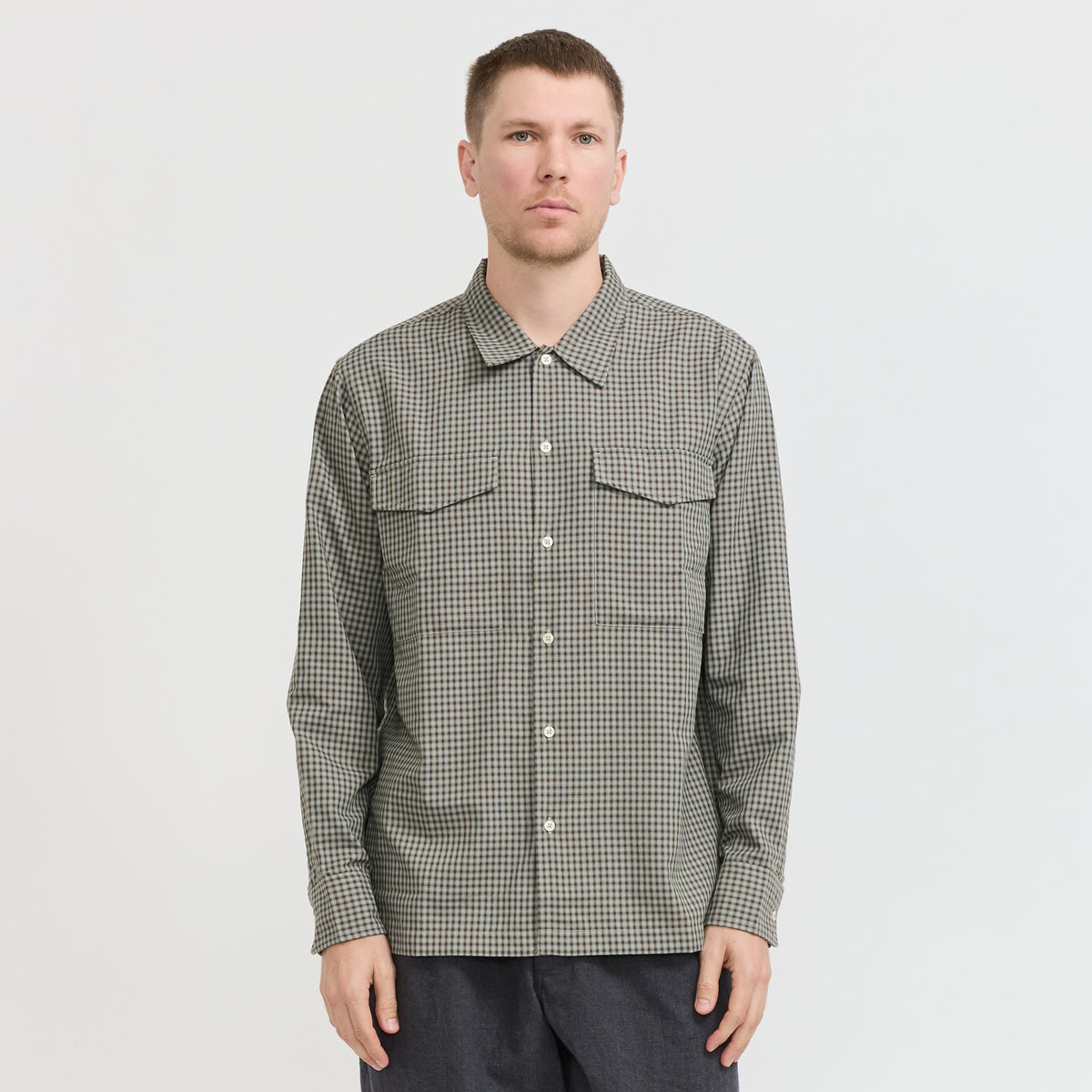 Universal Works | Attendant Shirt Sand/Olive | Maplestore