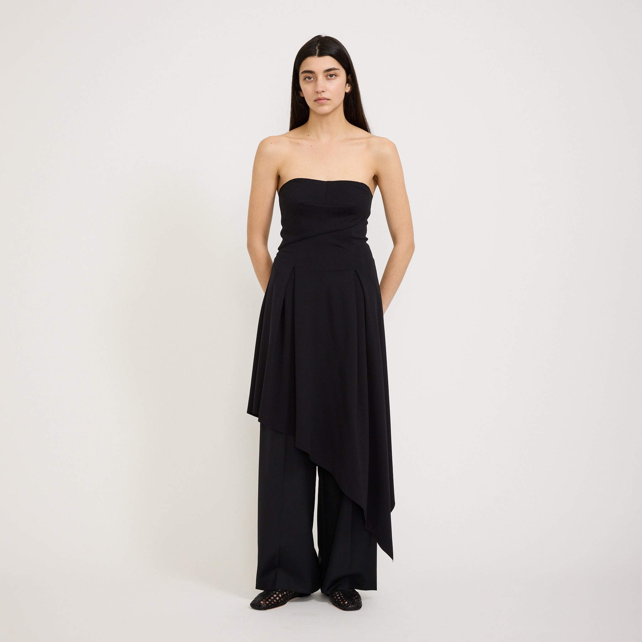 Bassike | Asymmetric Strapless Dress Black | Maplestore