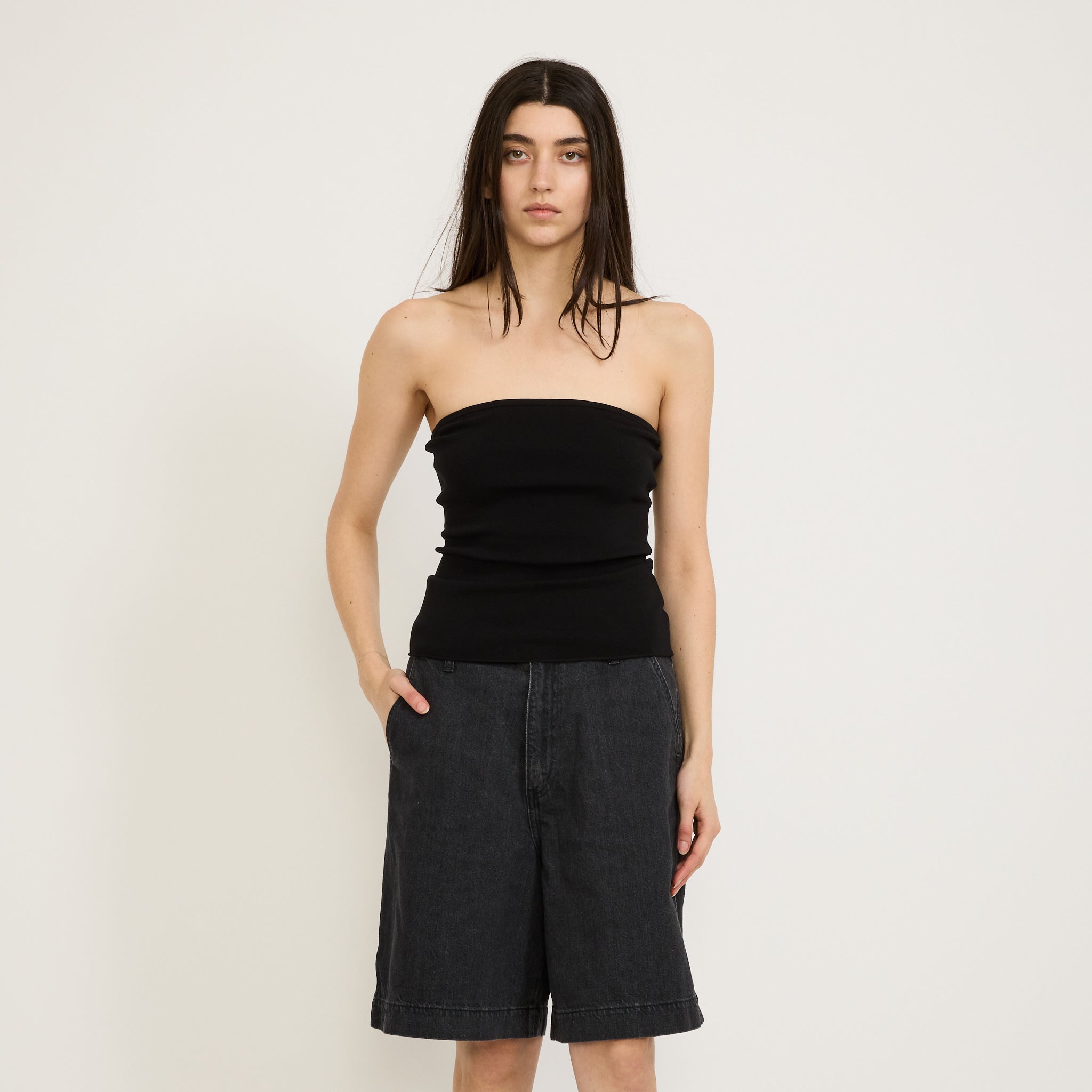 Bassike | Mercerised Cotton Tubular Knit Black | Maplestore