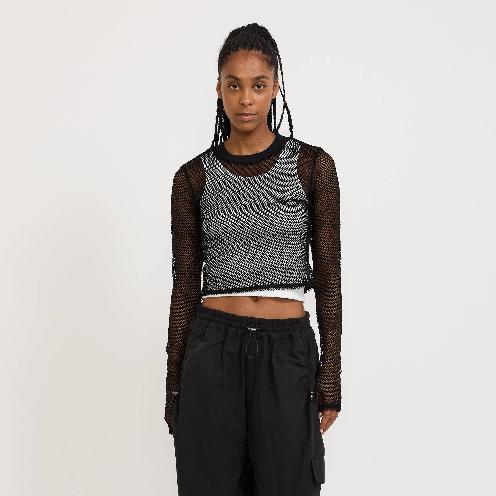 Bassike | Mesh Baby L/S Top Black | Maplestore