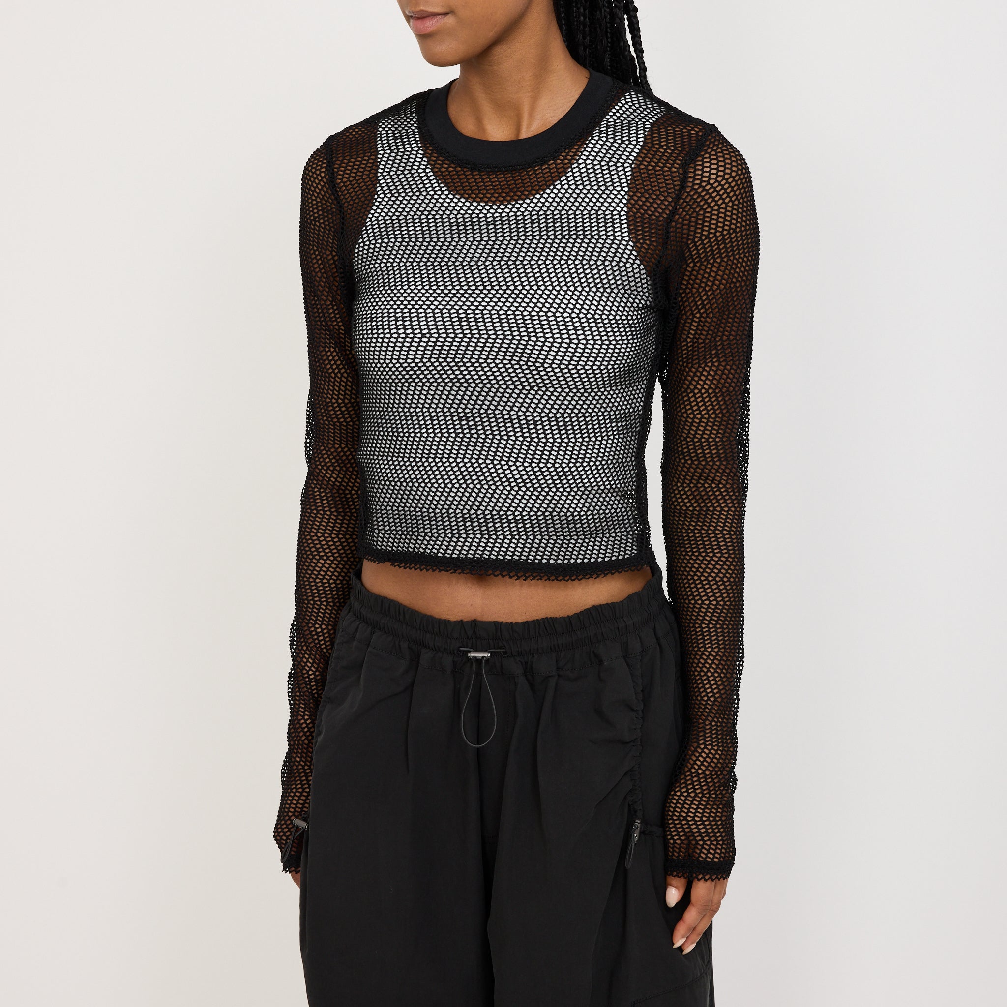 Bassike | Mesh Baby L/S Top Black | Maplestore
