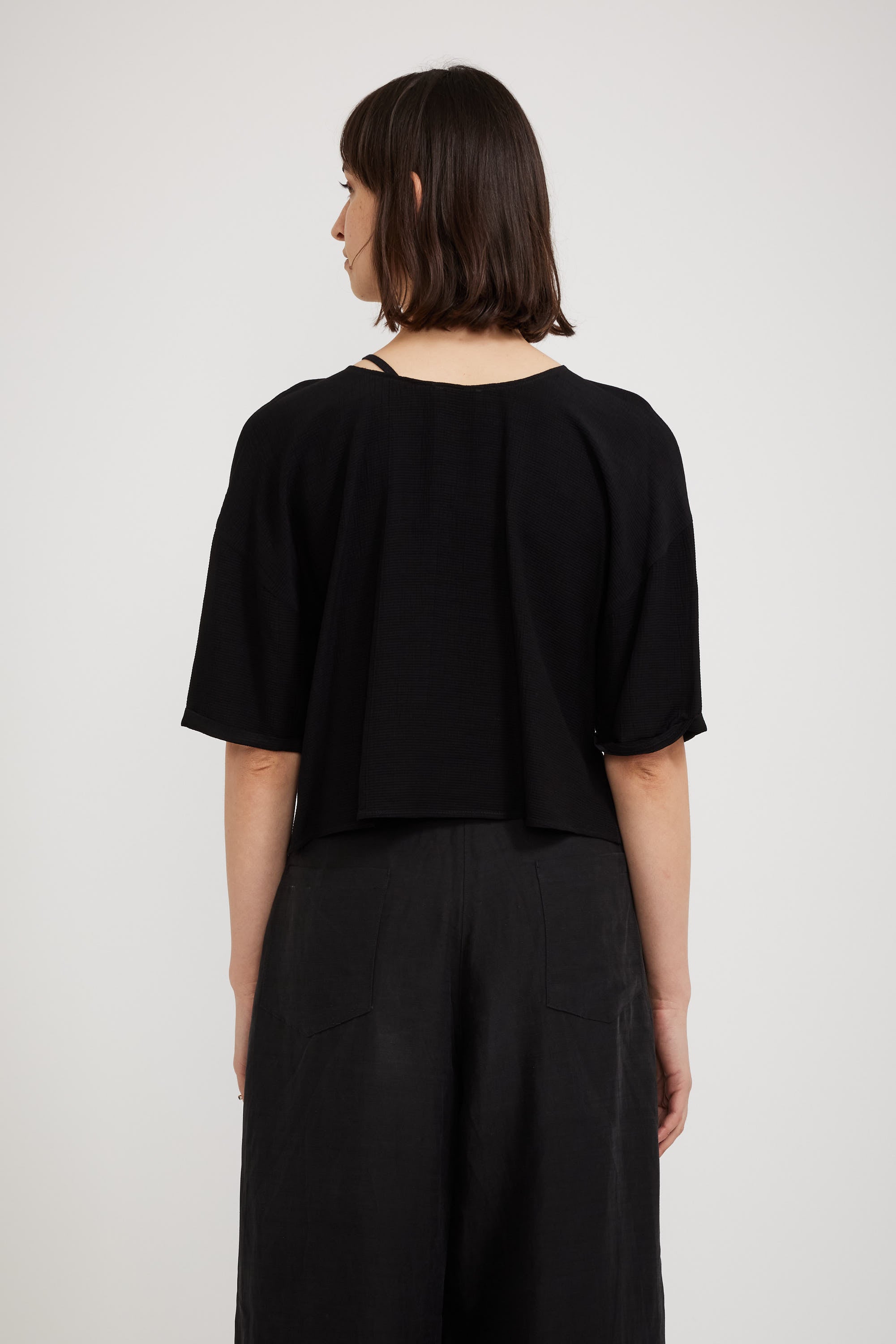 Bassike | Textured Crepe T-Shirt Black | Maplestore