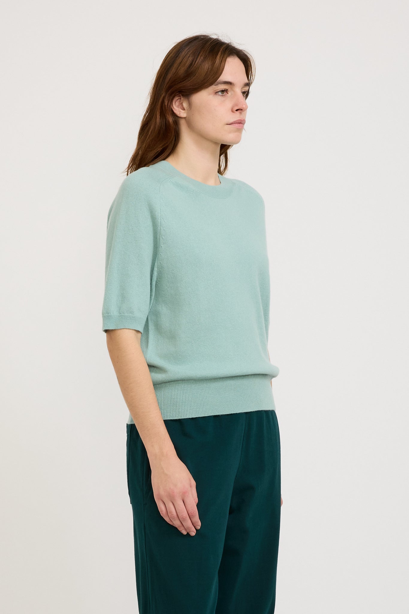 Bassike | Wool Cashmere T-Shirt Knit Moss | Maplestore