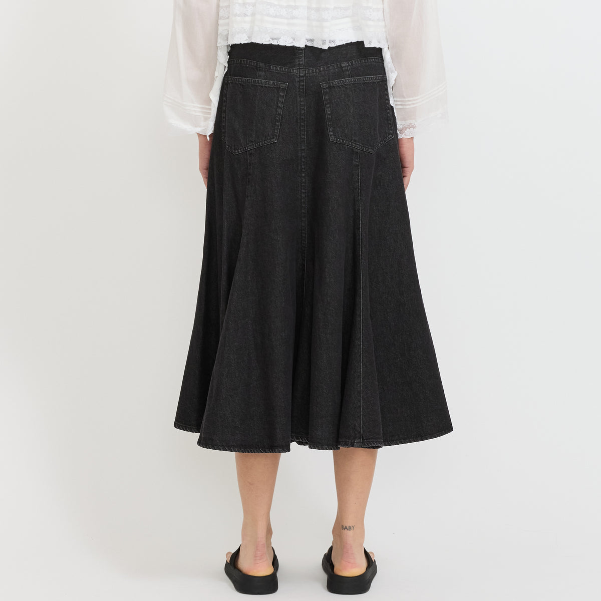 Beams Boy | Denim Flare Skirt Black | Maplestore