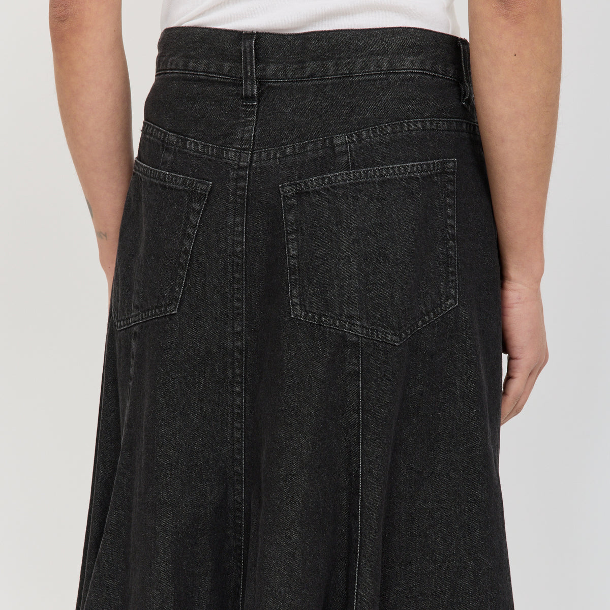 Beams Boy | Denim Flare Skirt Black | Maplestore
