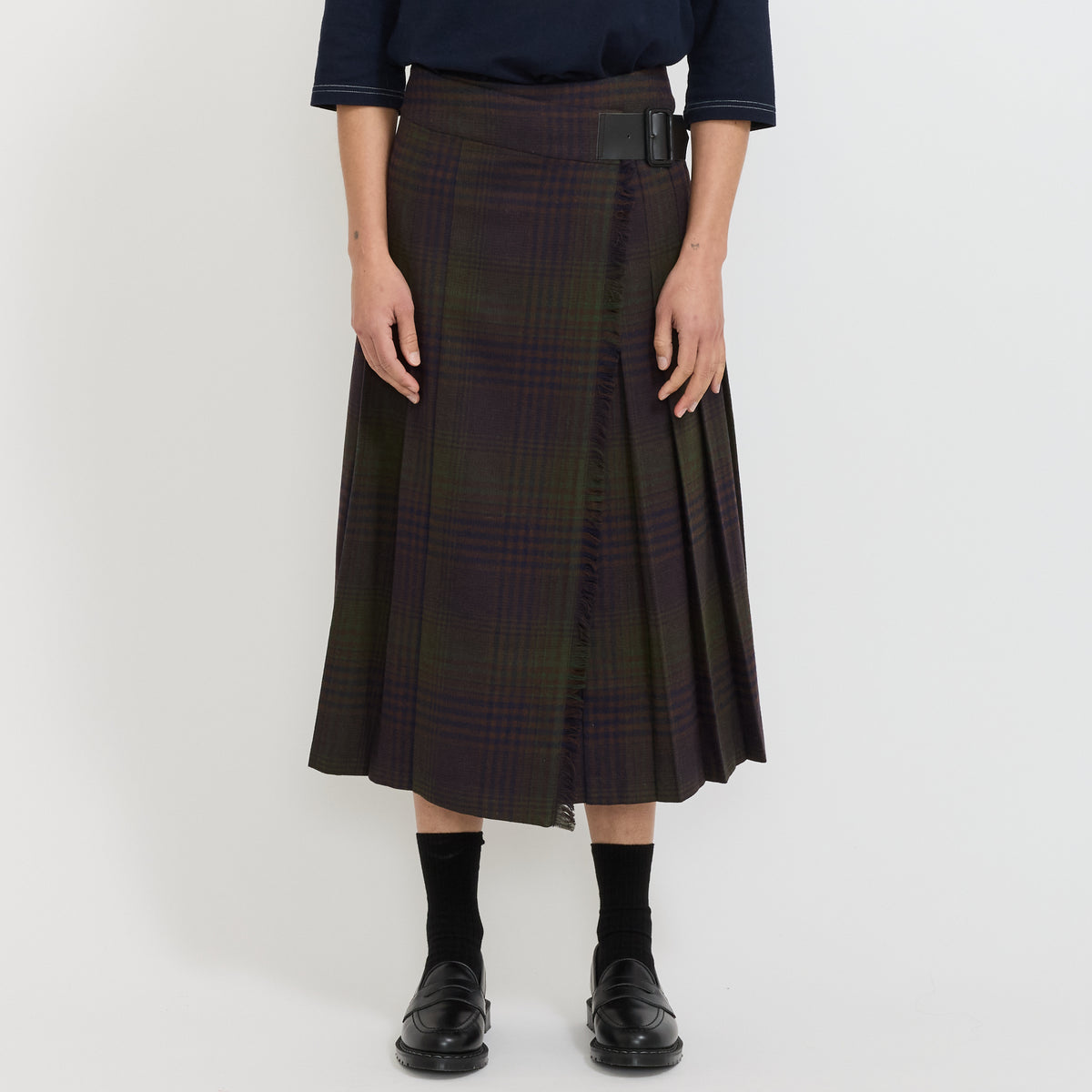 Beams Boy | Check Kilt Skirt Navy | Maplestore