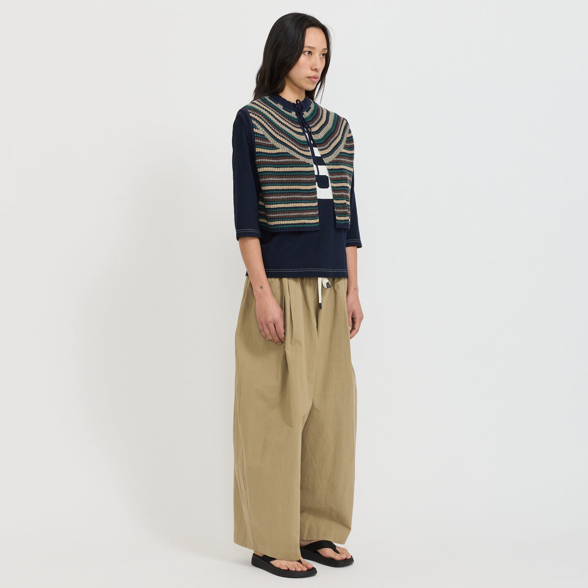 Beams Boy | Multi Striped Vest Navy | Maplestore