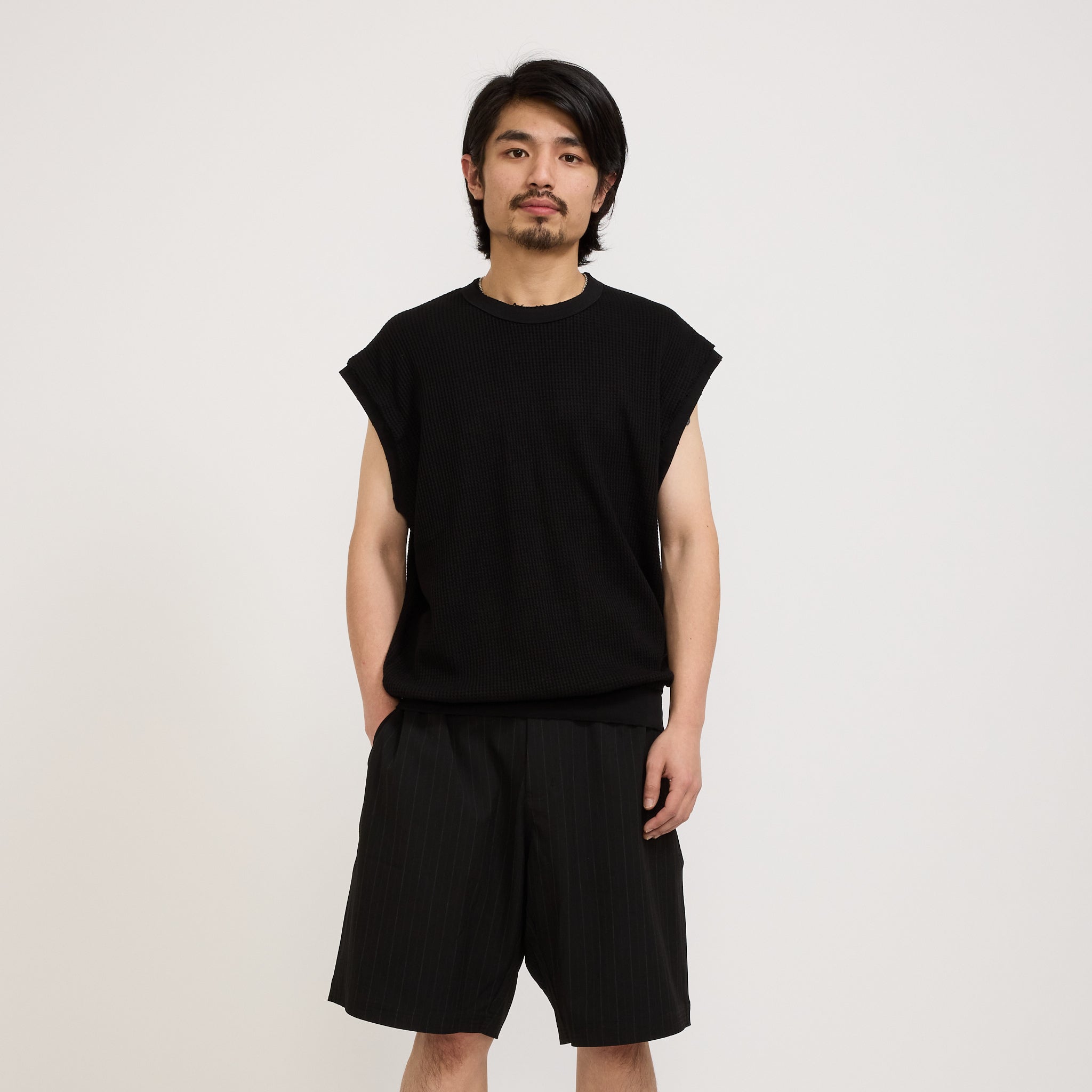 Beach Brains | Thrashed Waffle Singlet Black | Maplestore