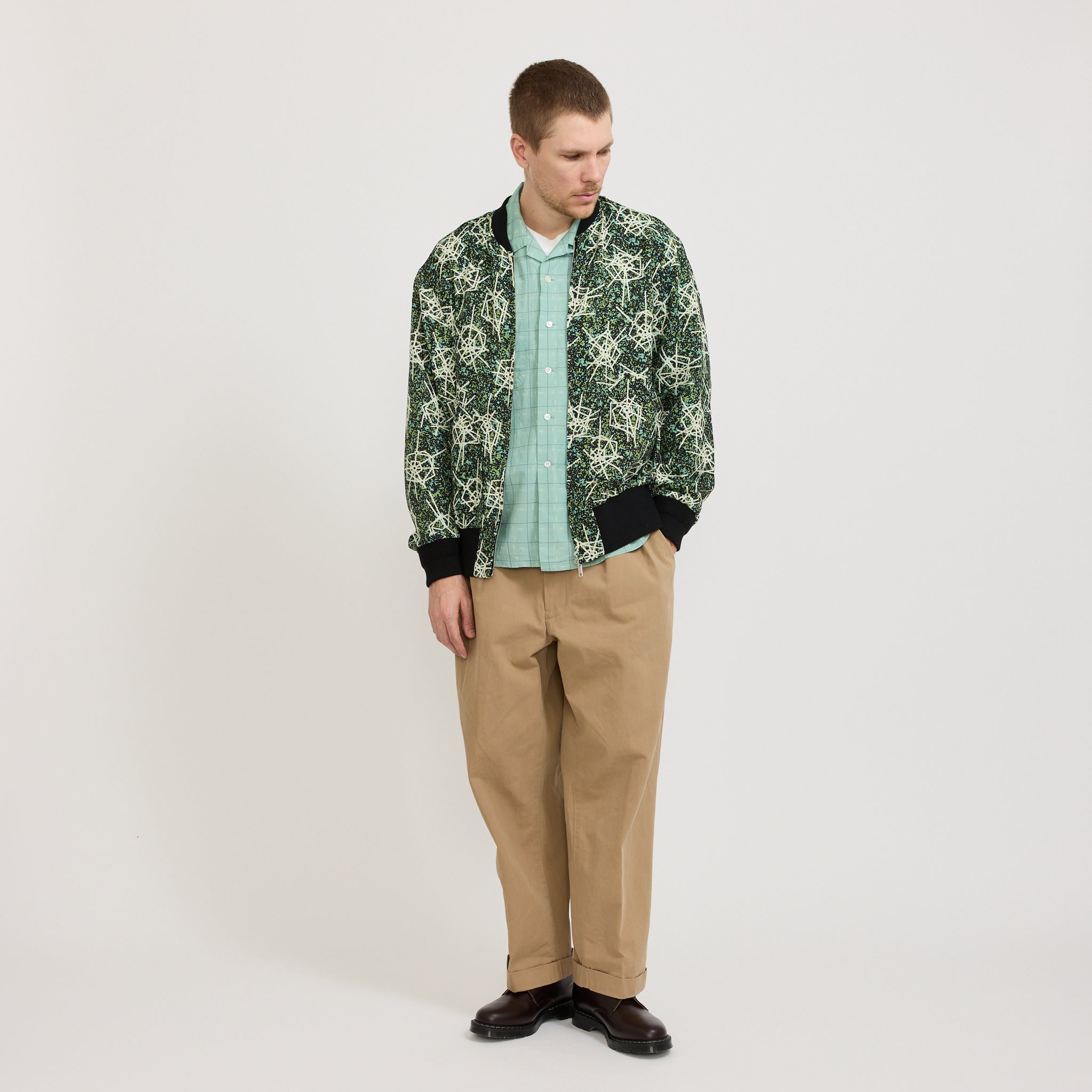 Beams Plus | Sports Blouson Jacquard Mapping Print Black | Maplestore