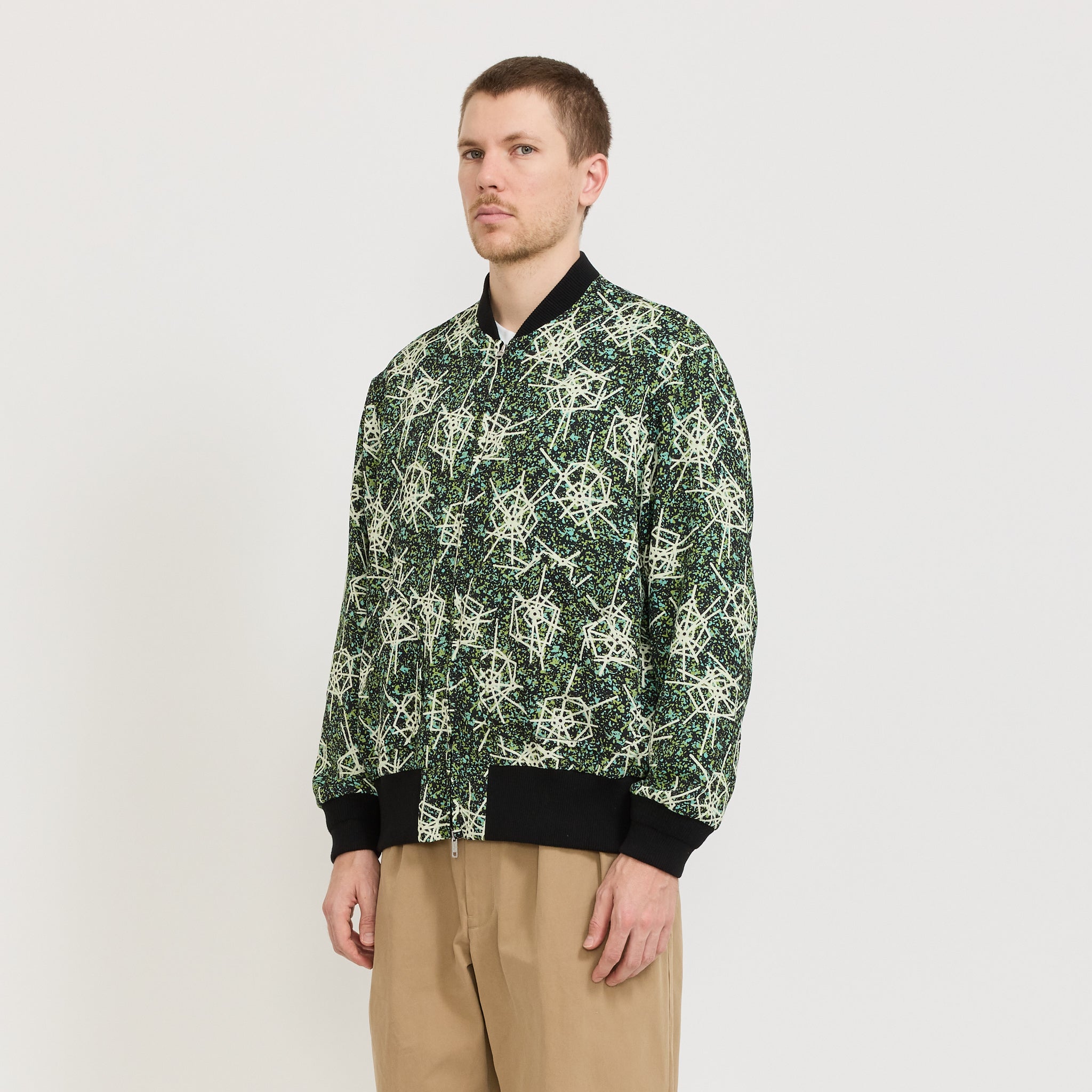 Beams Plus | Sports Blouson Jacquard Mapping Print Black | Maplestore