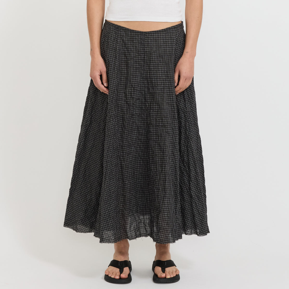 Bassike | Check Circle Skirt Black Check | Maplestore
