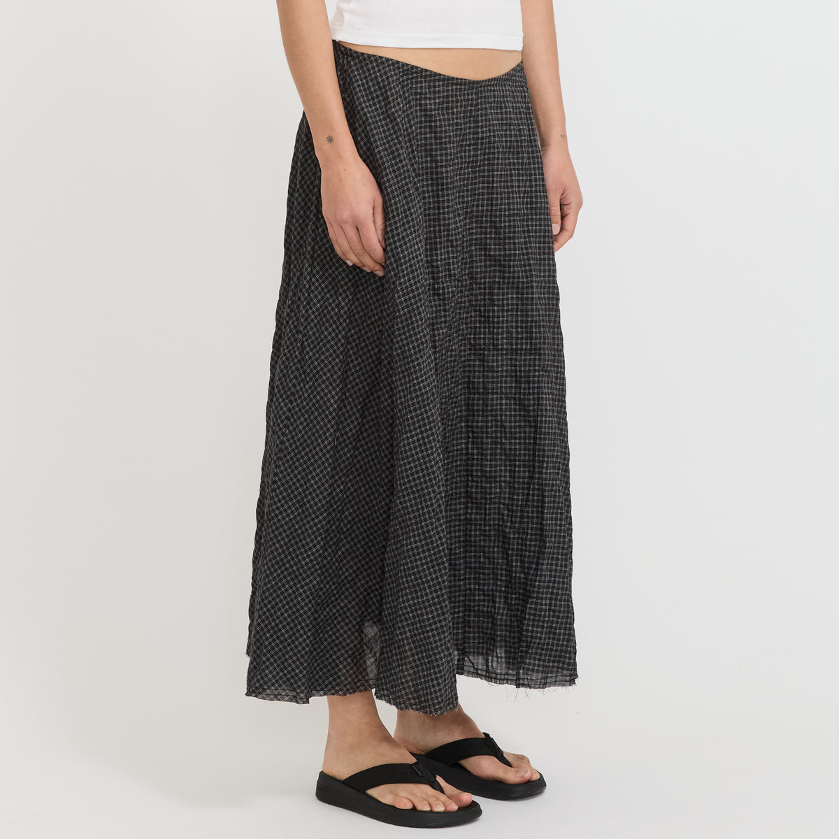 Bassike | Check Circle Skirt Black Check | Maplestore