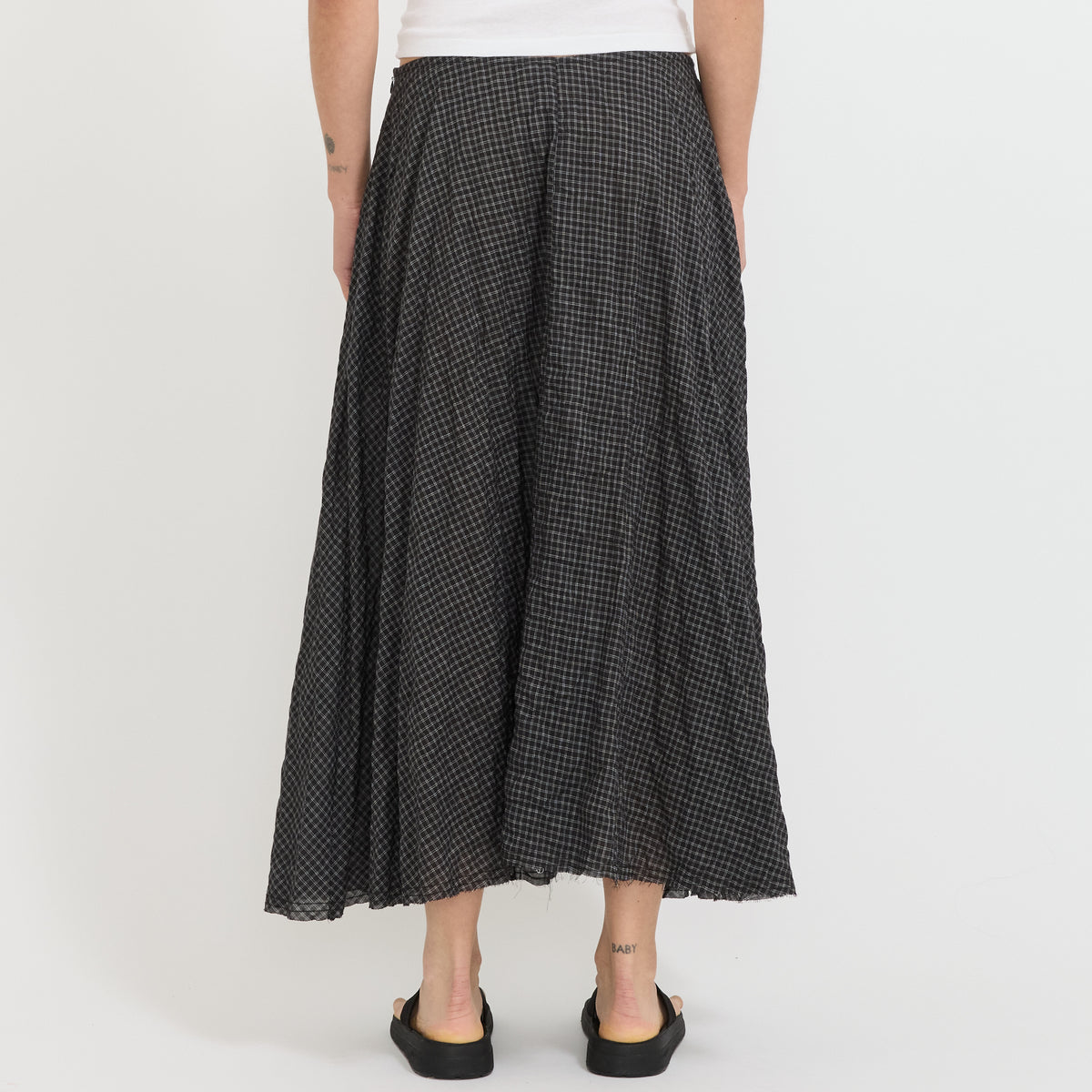 Bassike | Check Circle Skirt Black Check | Maplestore