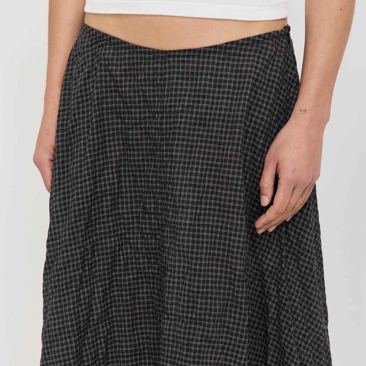 Bassike | Check Circle Skirt Black Check | Maplestore
