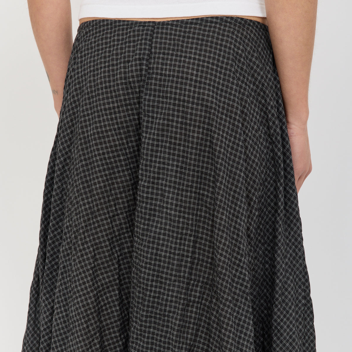 Bassike | Check Circle Skirt Black Check | Maplestore