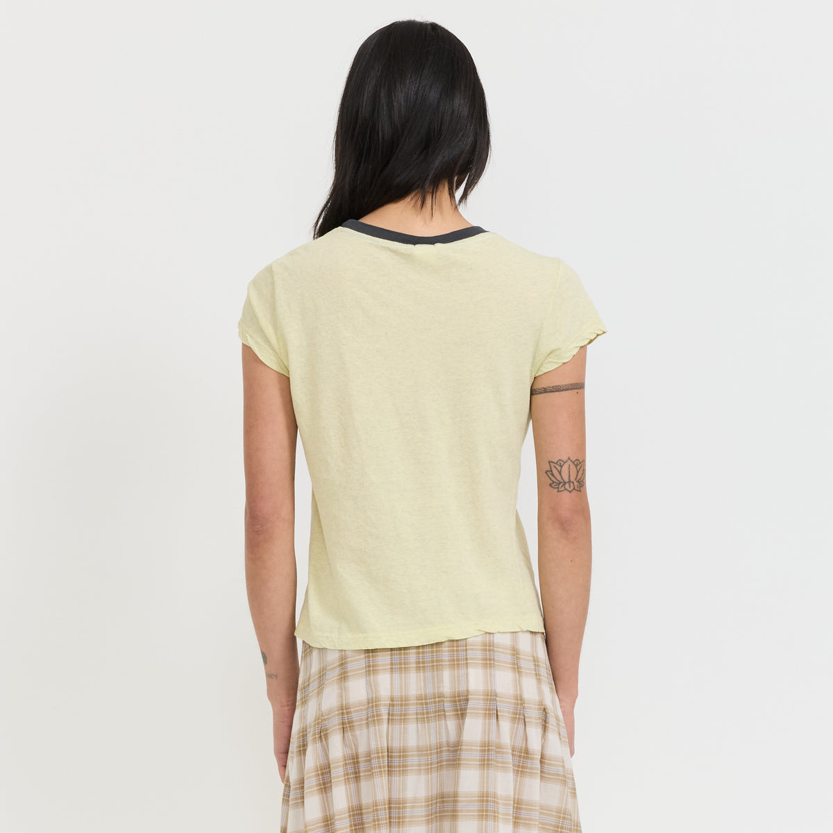 Bassike | Vintage Baby T-Shirt Yellow Marle/Navy | Maplestore