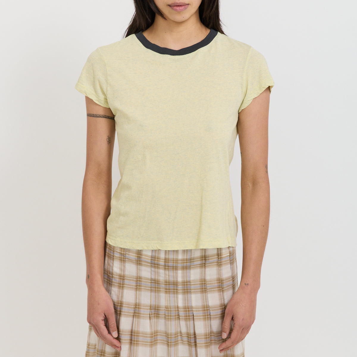 Bassike | Vintage Baby T-Shirt Yellow Marle/Navy | Maplestore