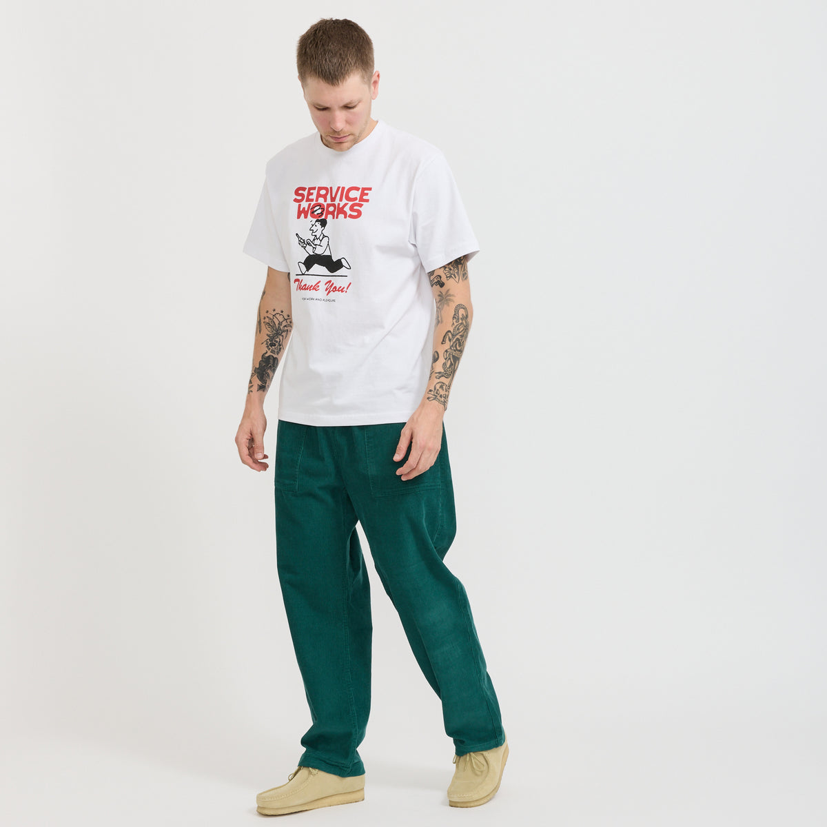 Service Works | Fine Cord Chef Pants Green | Maplestore