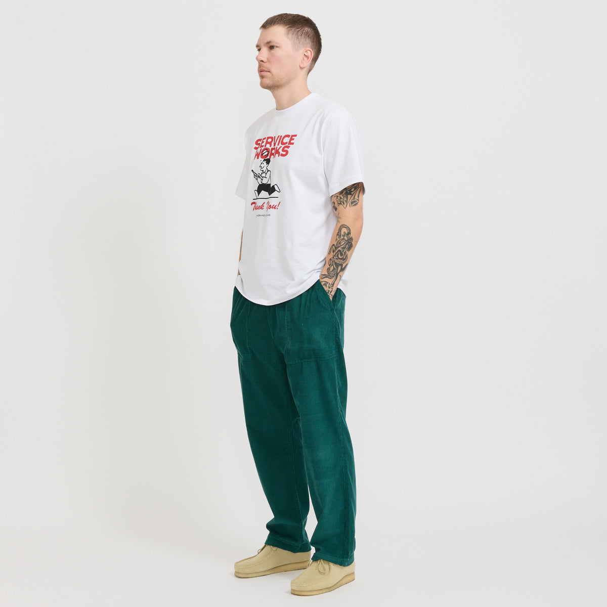 Service Works | Fine Cord Chef Pants Green | Maplestore
