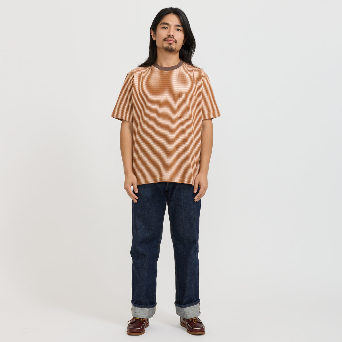 Beams Plus | Pocket Tee Multi Stripe 3 Orange | Maplestore