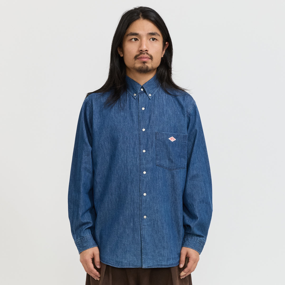 Danton | Dot Button B.D. Shirt L/S Light Indigo | Maplestore