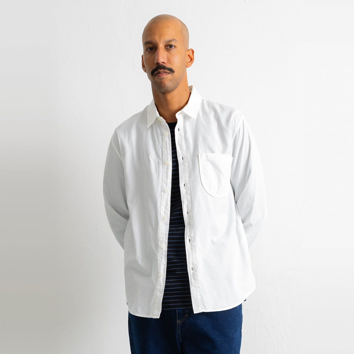 Herringbone Curve Shirt Off White