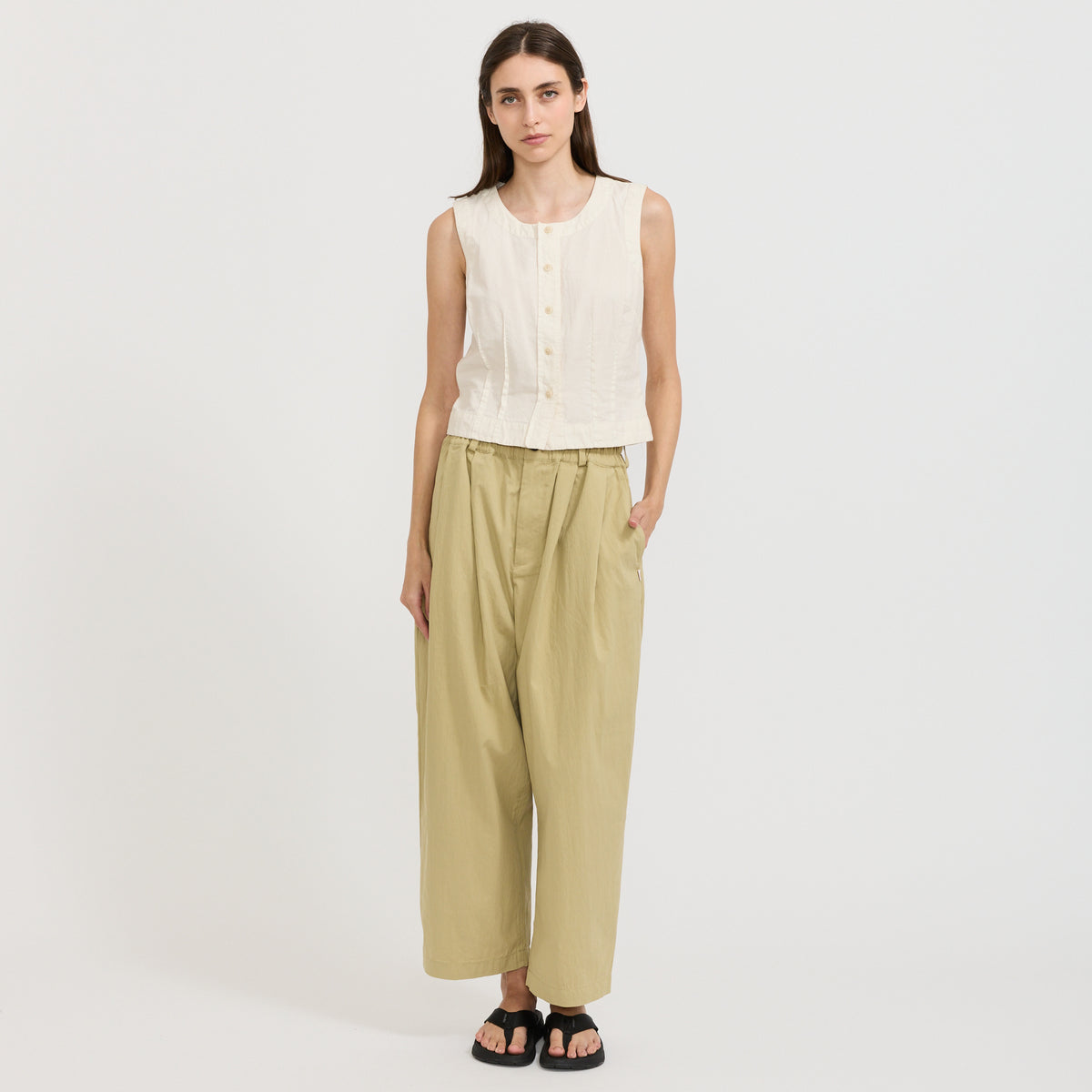 Danton | Twill Double Pleated Easy Pants Beige Womens | Maplestore