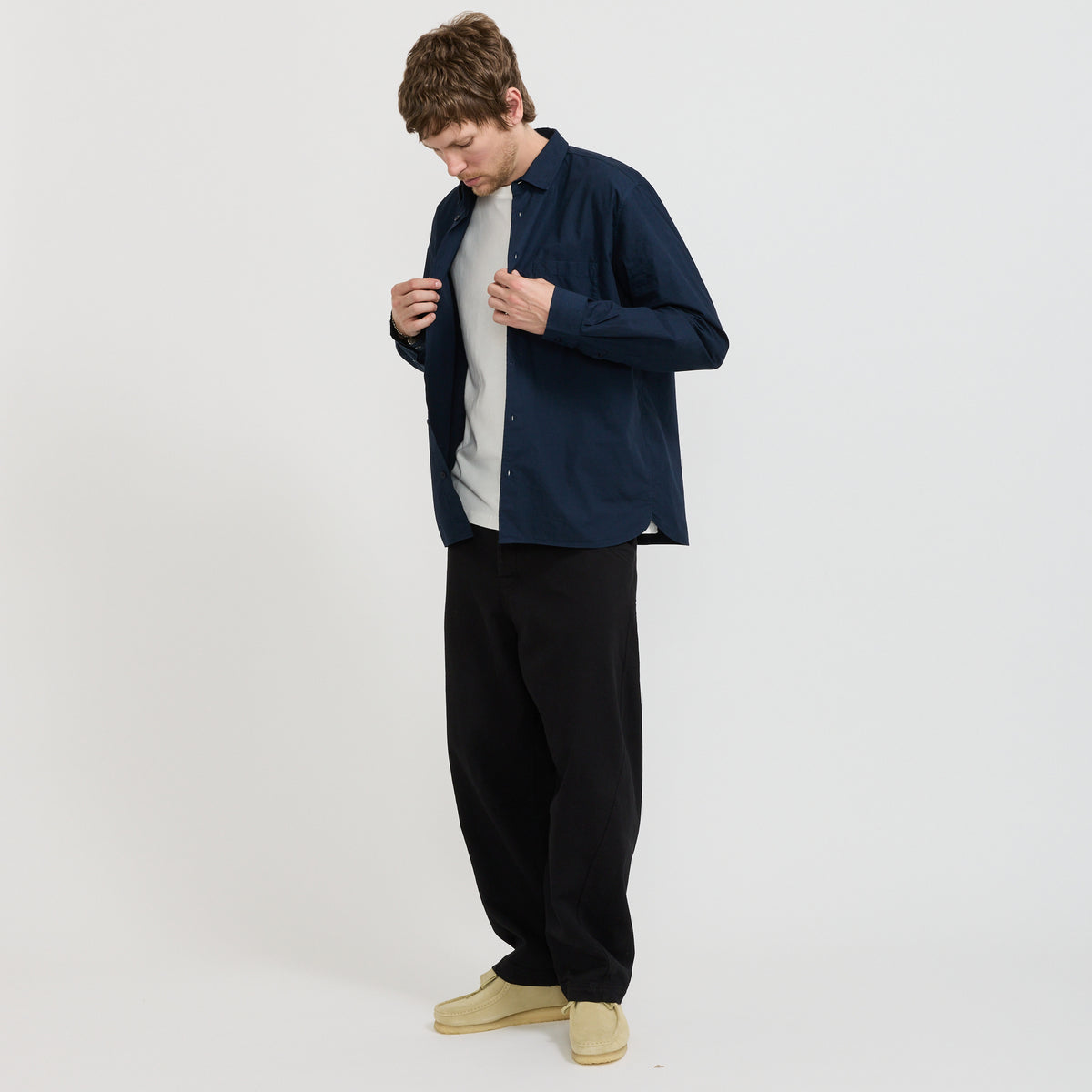 YMC Curtis Shirt in Navy - model 4