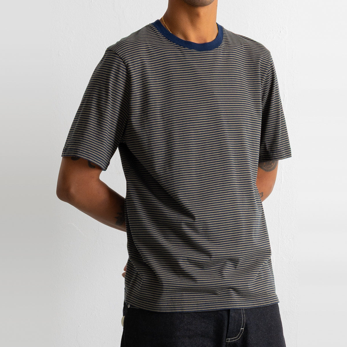 1X1 Stripe T-Shirt Navy / Olive