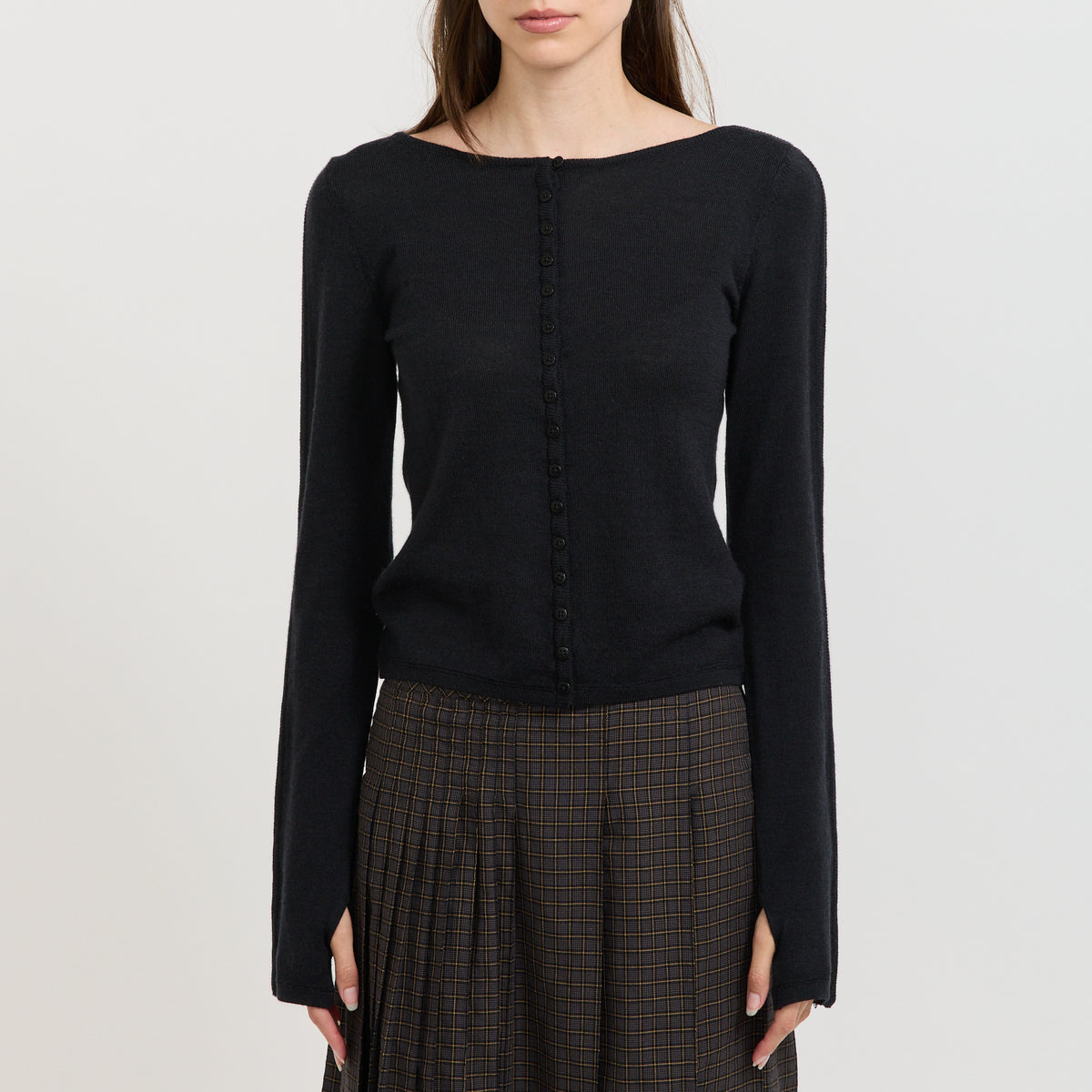 YMC Natalie Cardigan in Black - model 7