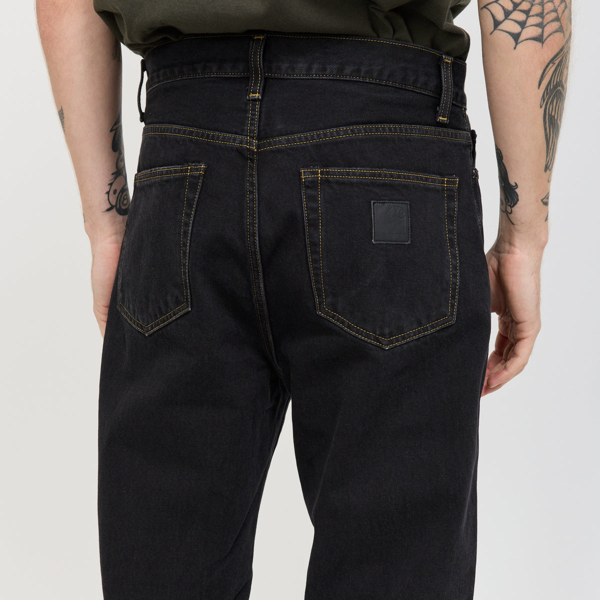 Carhartt WIP Aaron Pant Black Stone Washed Contrast Stitch - image 7