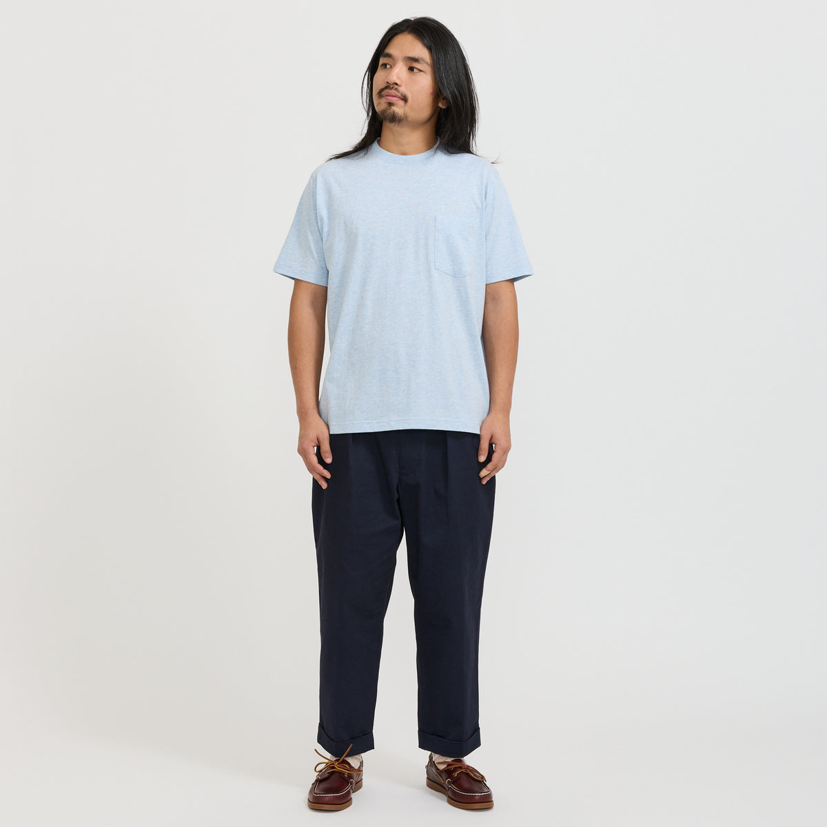 Beams Plus | Pocket Tee Solid Sax | Maplestore